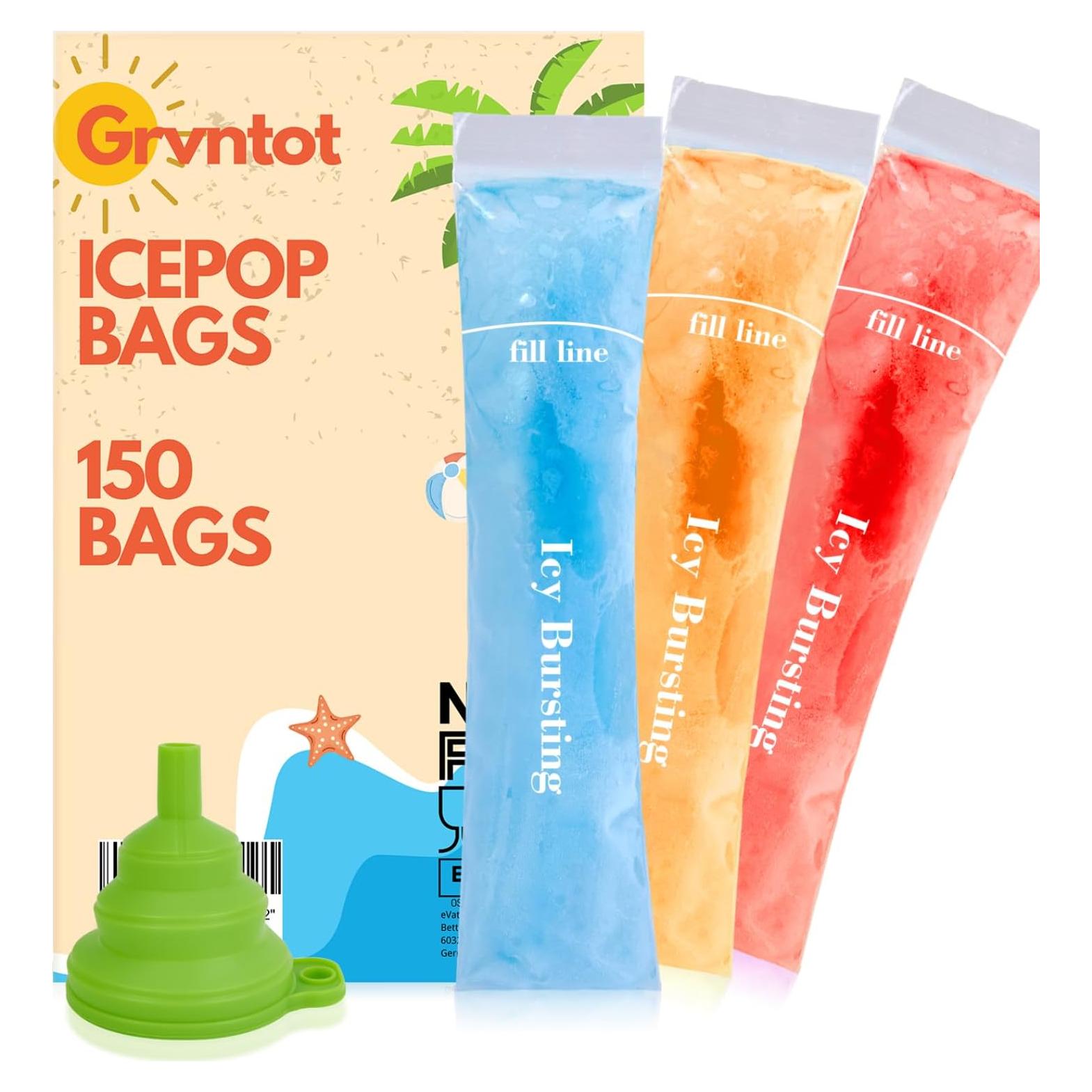 150 Bolsas Desechables Grvntot para Paletas de Hielo 236ml