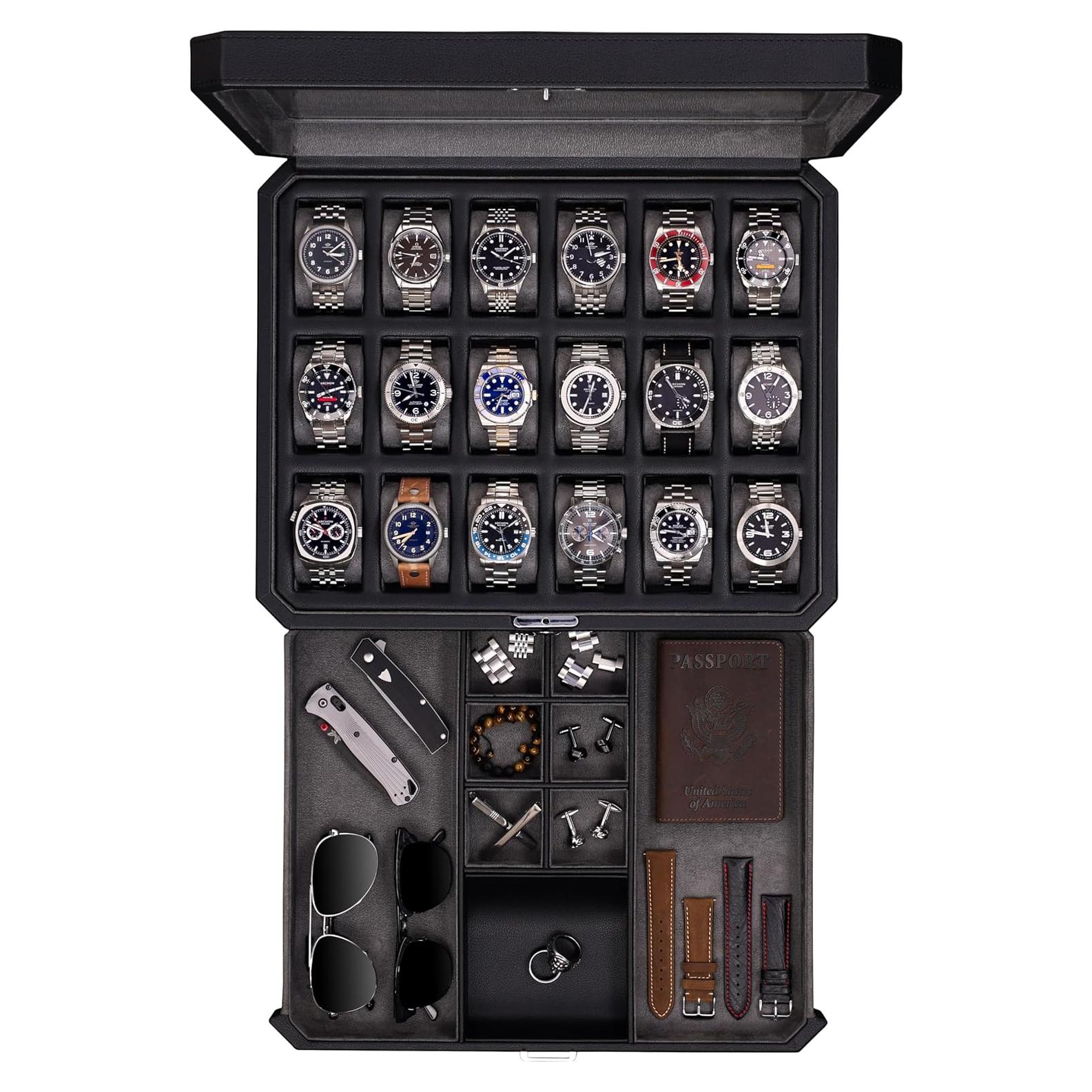 Caja de Relojes Rothwell 18 Compartimentos con Cajón