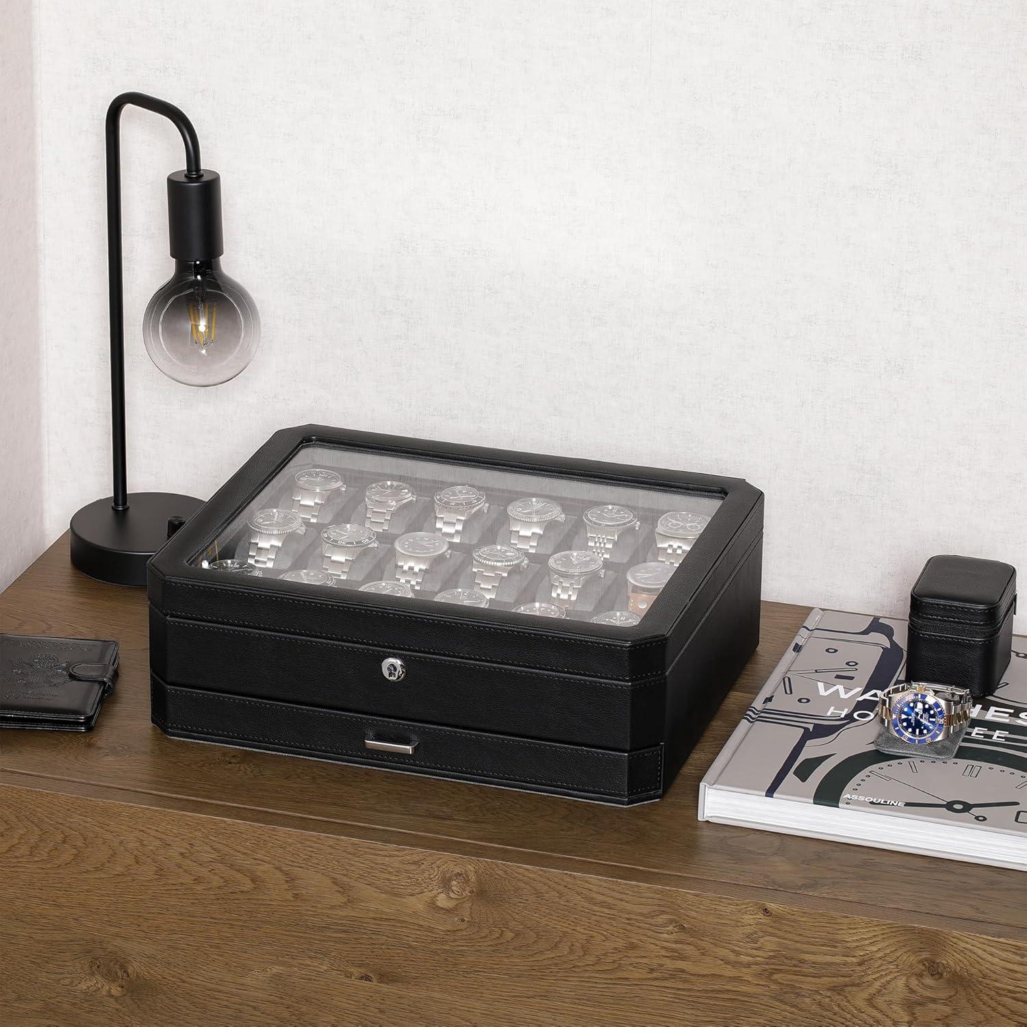 Caja de Relojes Rothwell 18 Compartimentos con Cajón