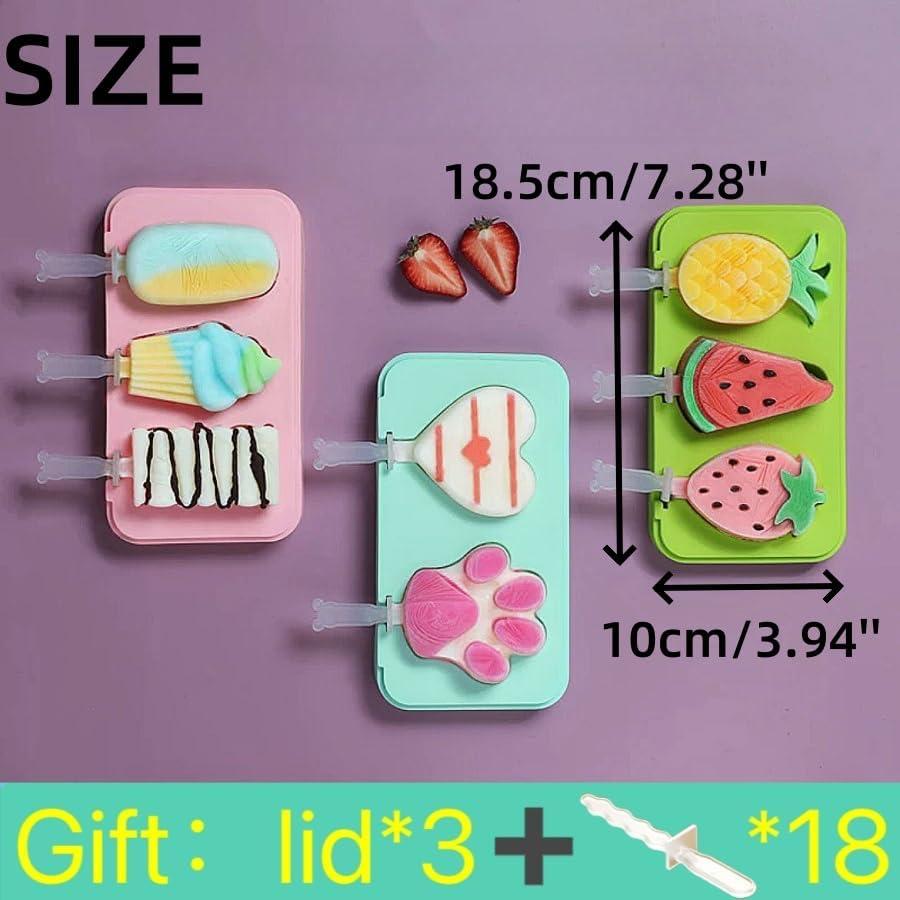 Moldes de Paletas de Silicona UIVXXUD 3 Pcs Sin BPA