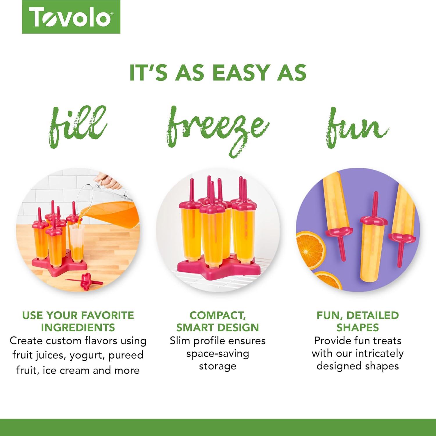 Moldes de Paletas Tovolo Estrella Rosa - 6 Piezas Reutilizables