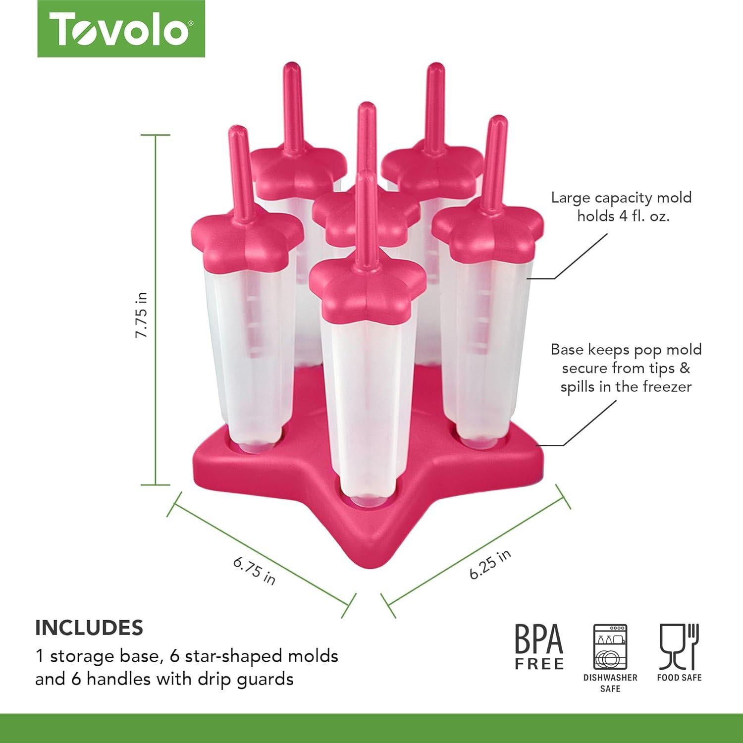 Moldes de Paletas Tovolo Estrella Rosa - 6 Piezas Reutilizables
