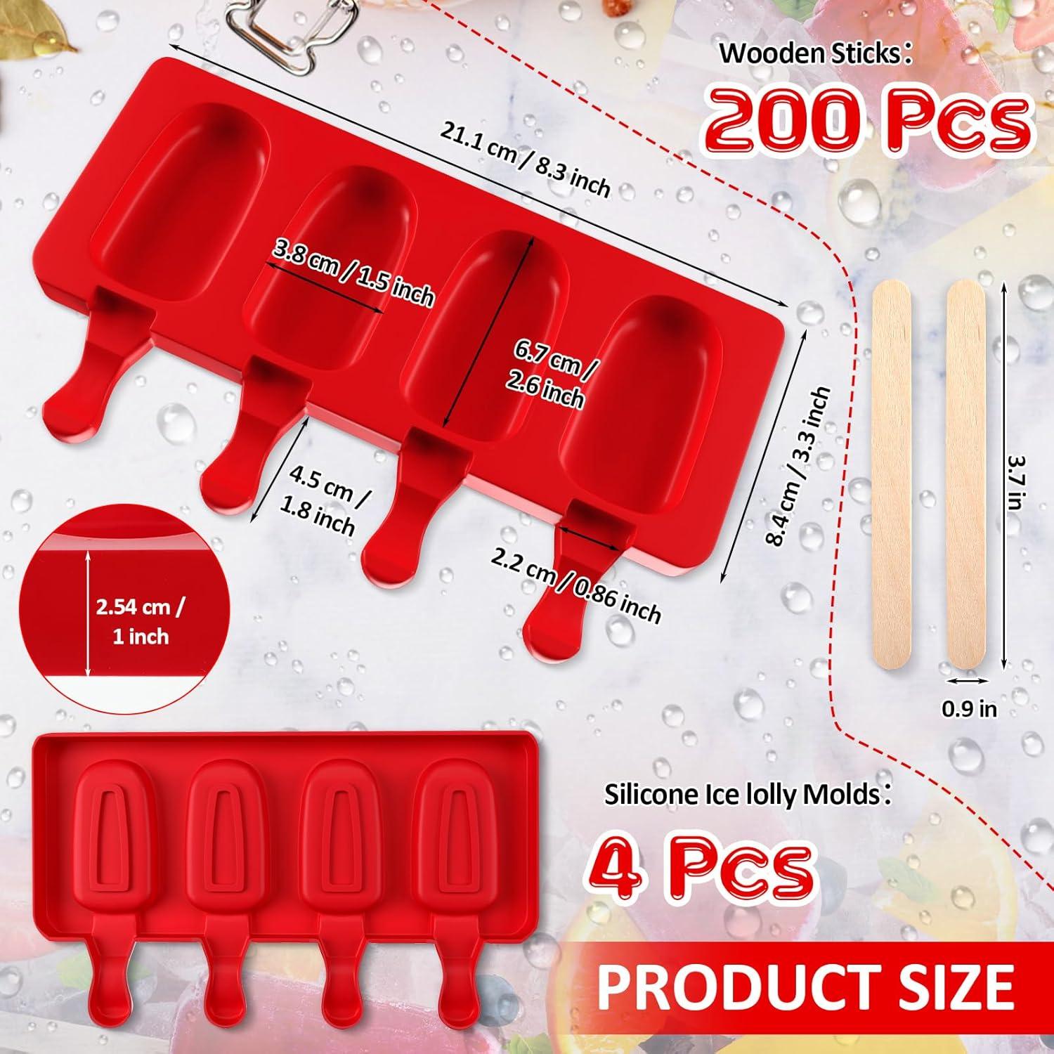 Molde de Helado de Silicona Outus 4 Piezas Rojo