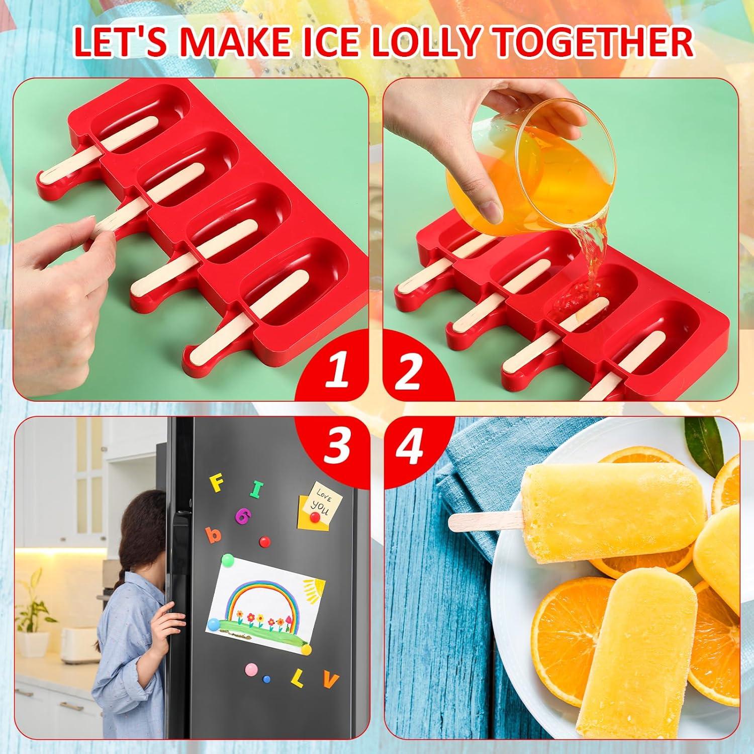 Molde de Helado de Silicona Outus 4 Piezas Rojo