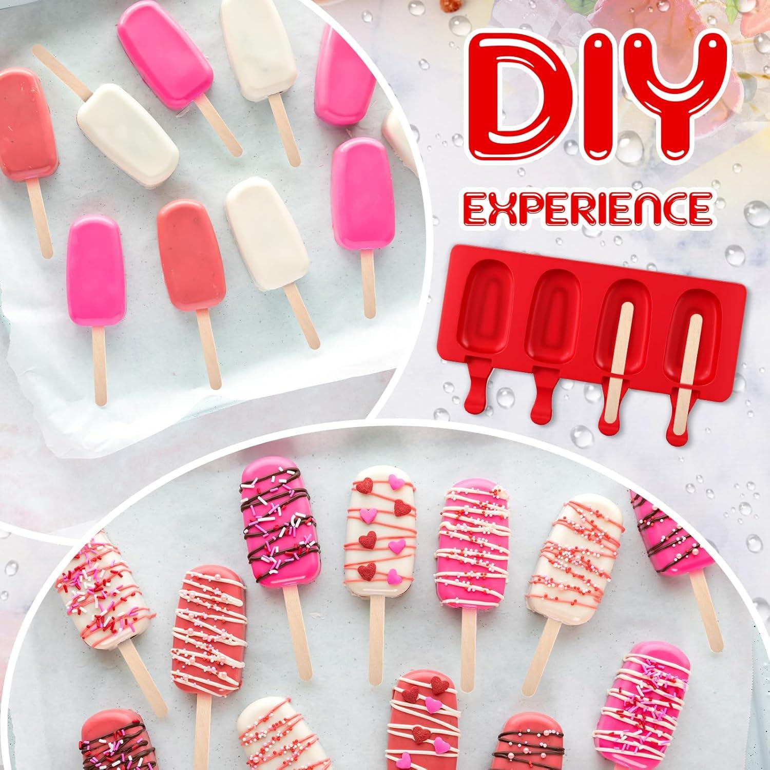 Molde de Helado de Silicona Outus 4 Piezas Rojo