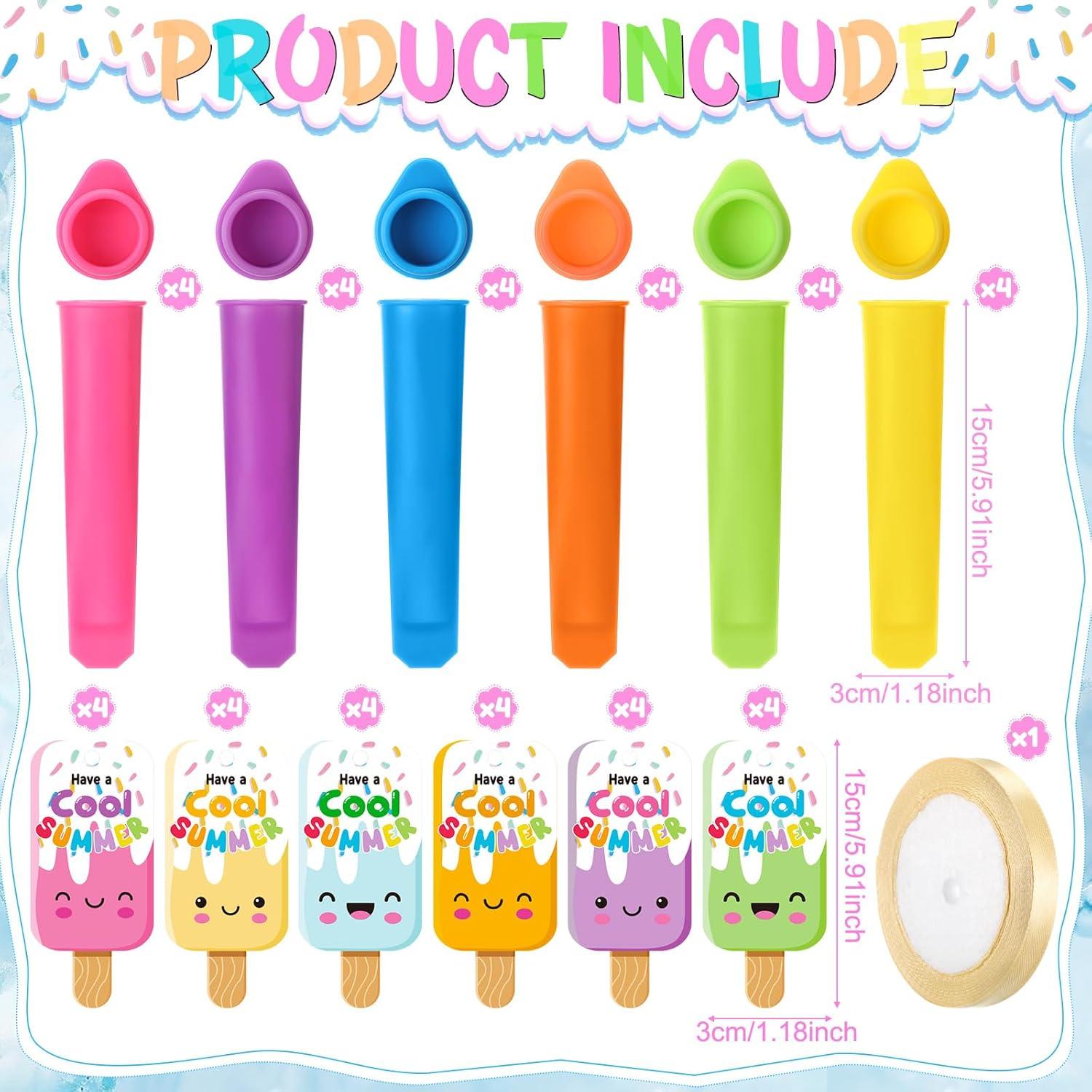 Paquete de 24 Moldes de Helado Silicona Reallnaive Multicolor