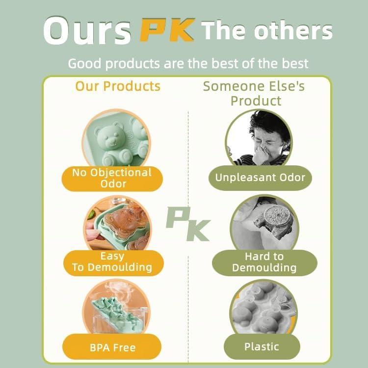 Molde de Oso 3D UIVXXUD de Silicona Verde para Helados