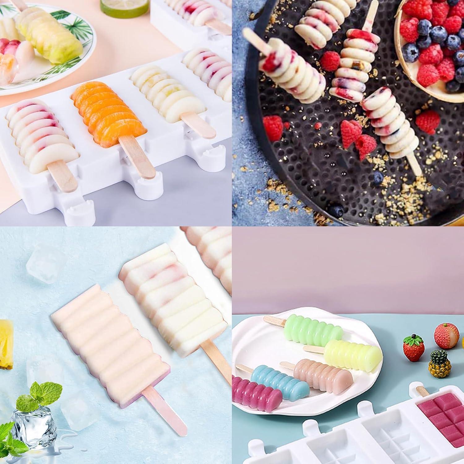 Moldes de Silicona para Paletas JIELUO 4 Cavidades + 100 Palitos