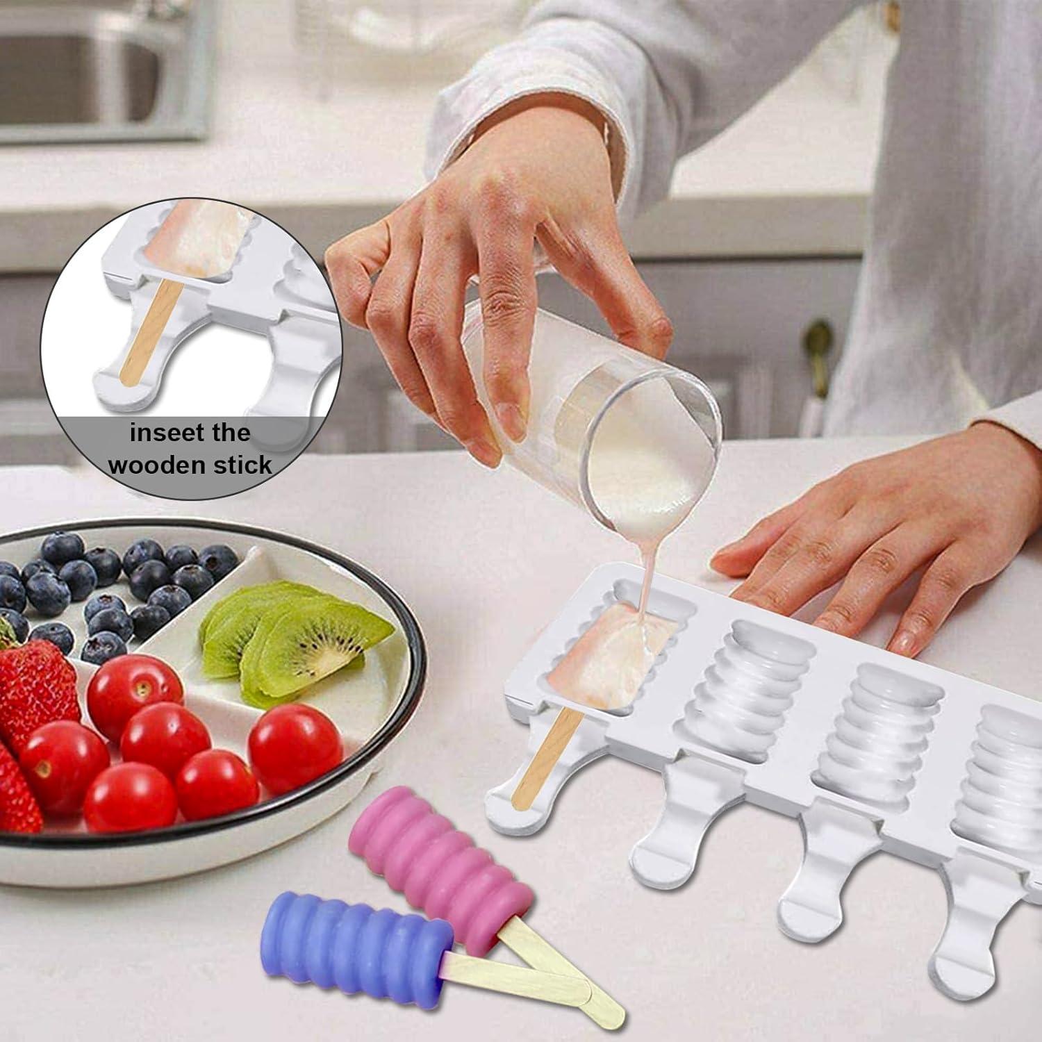 Moldes de Silicona para Paletas JIELUO 4 Cavidades + 100 Palitos