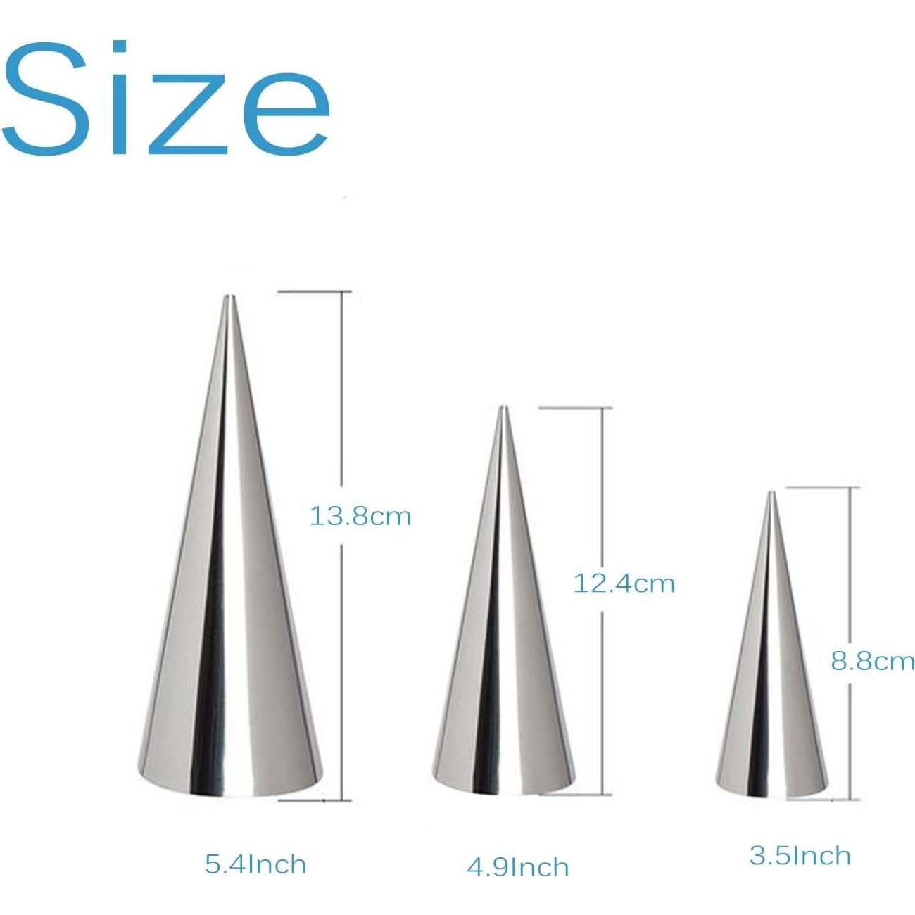 12 Moldes de Cono de Crema Dakexiong Acero Inoxidable 3 Tamaños