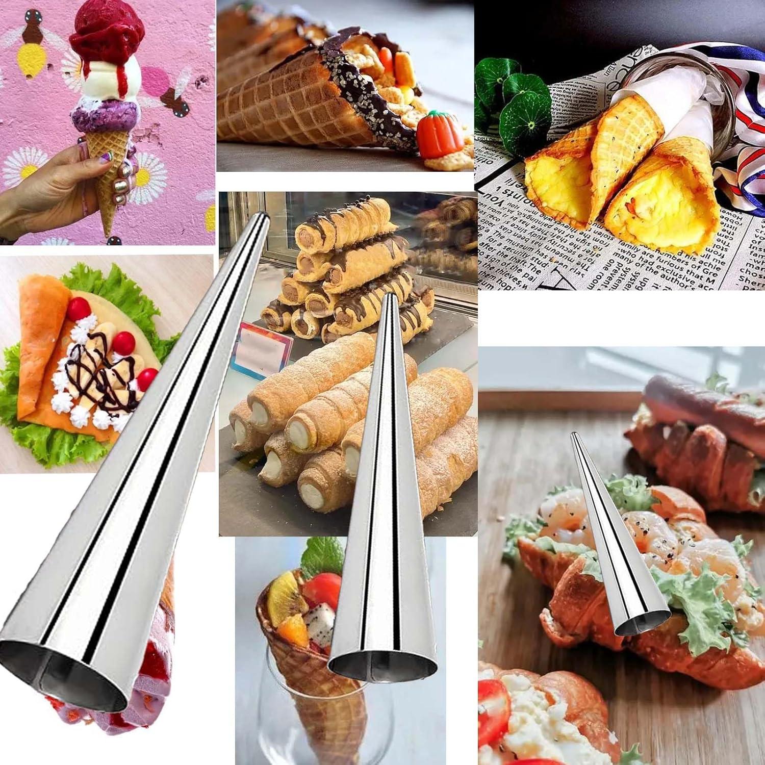 12 Moldes de Cono de Crema Dakexiong Acero Inoxidable 3 Tamaños