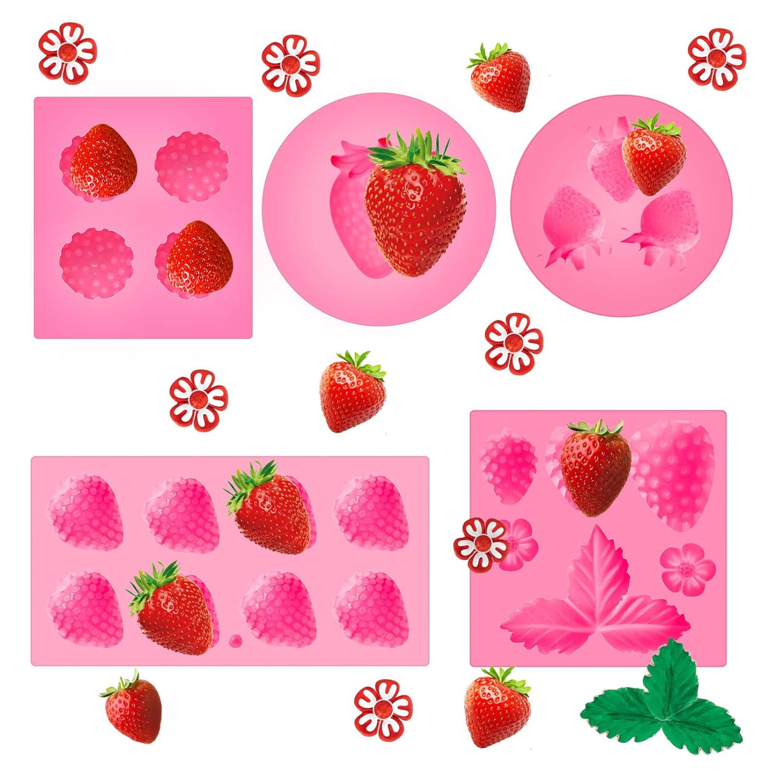 Molde de Hornear de Silicona Suclain 5 Piezas Fresa 3D