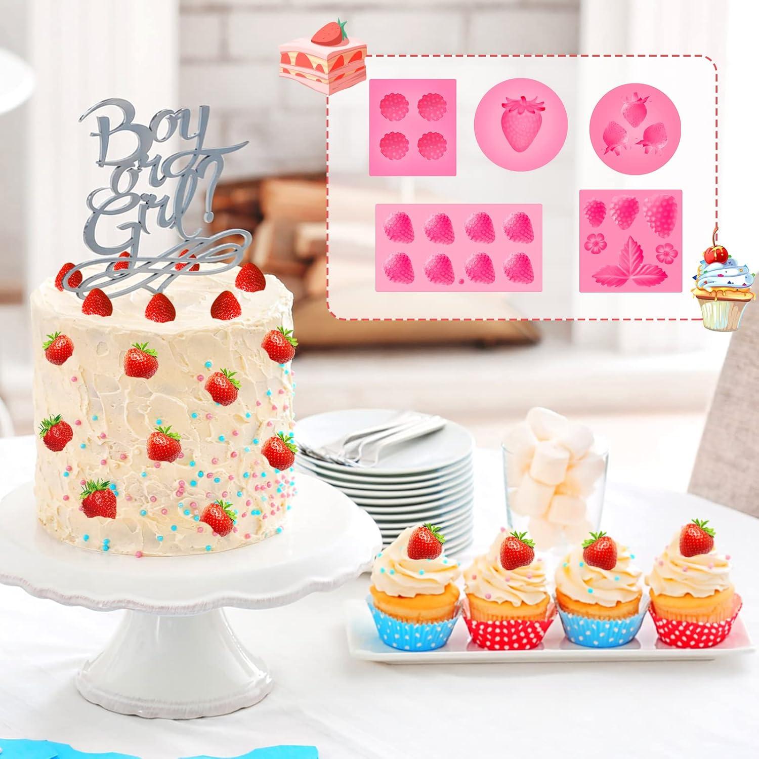 Molde de Hornear de Silicona Suclain 5 Piezas Fresa 3D