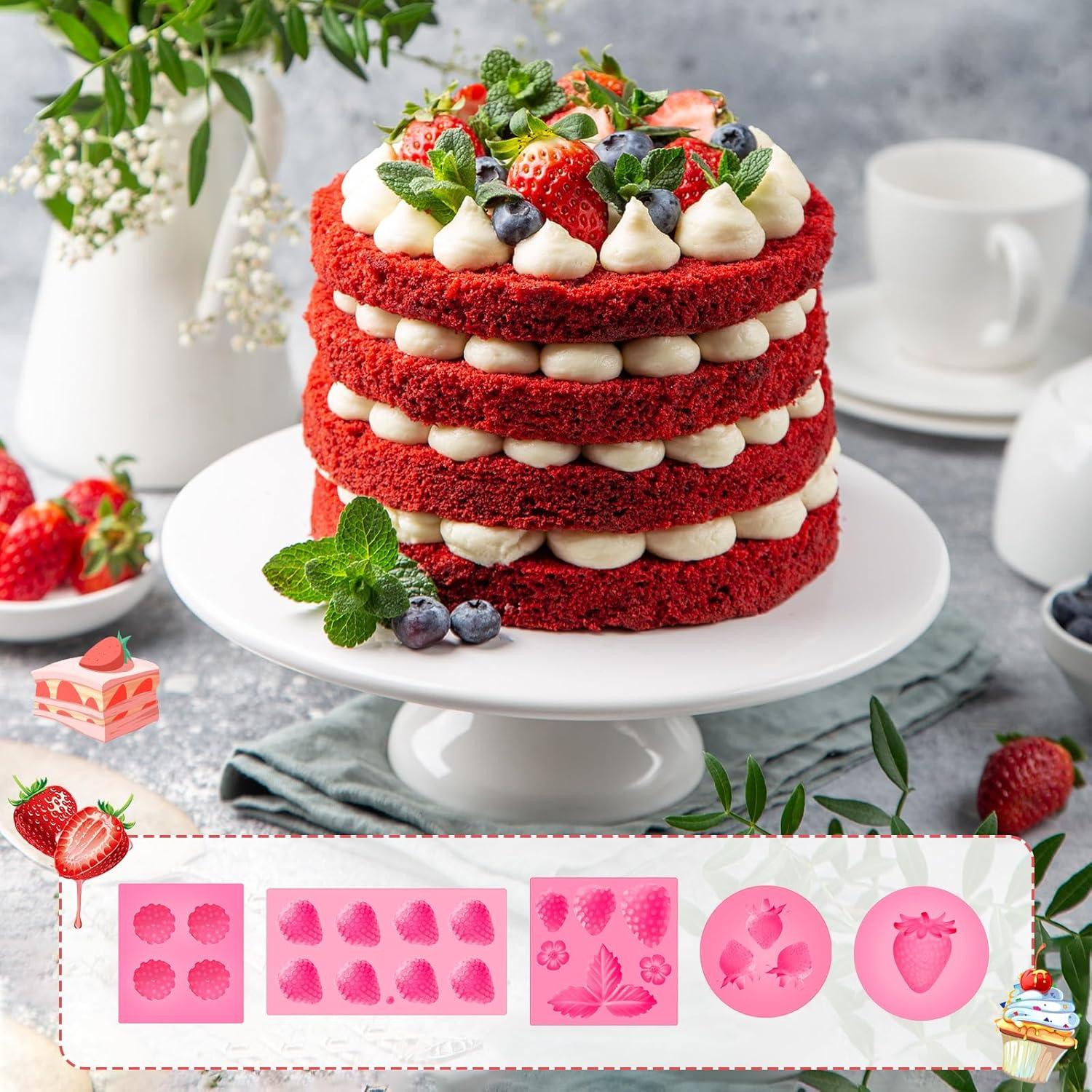 Molde de Hornear de Silicona Suclain 5 Piezas Fresa 3D