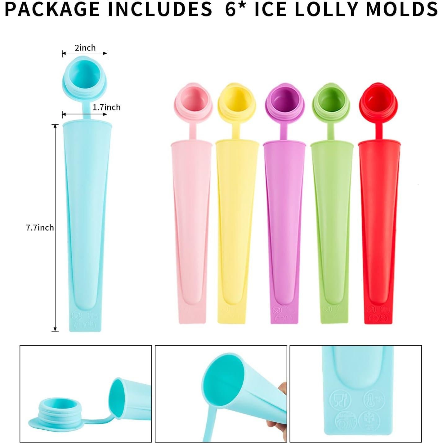 Moldes de Paletas de Silicona LHJJJL - 6 Piezas Multicolor