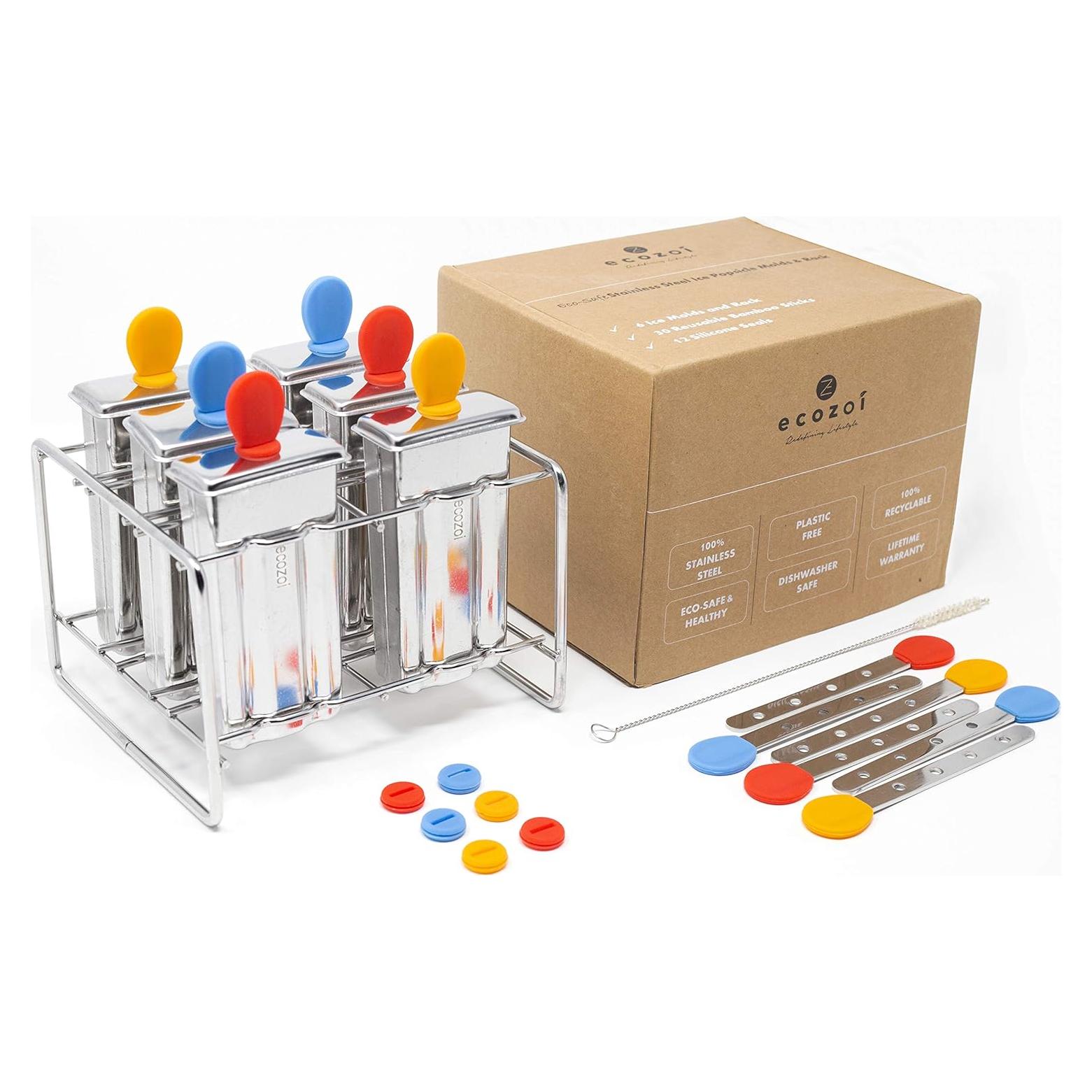 Moldes de Paletas Ecológicos Ecozoi Acero Inoxidable 6 Piezas