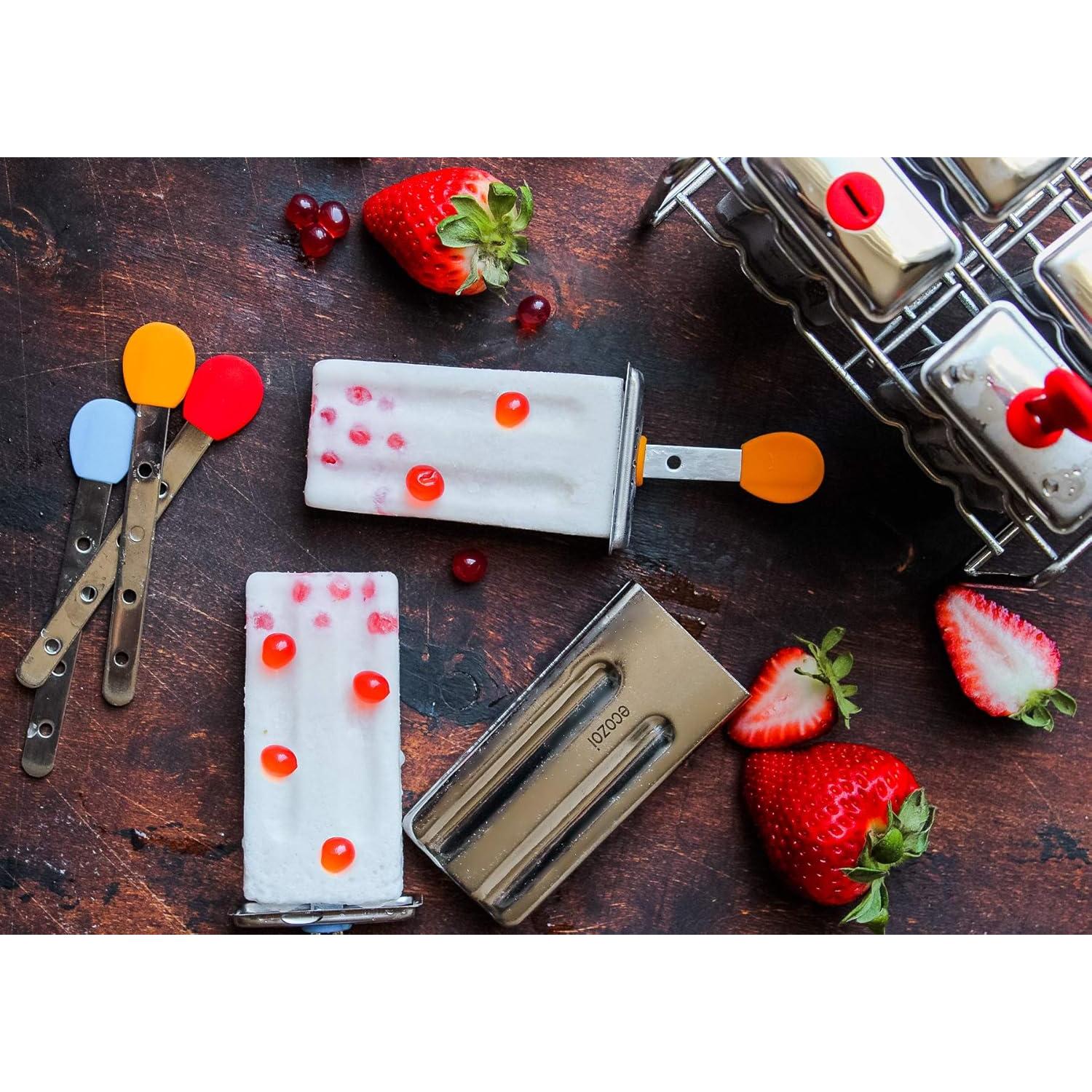 Moldes de Paletas Ecológicos Ecozoi Acero Inoxidable 6 Piezas