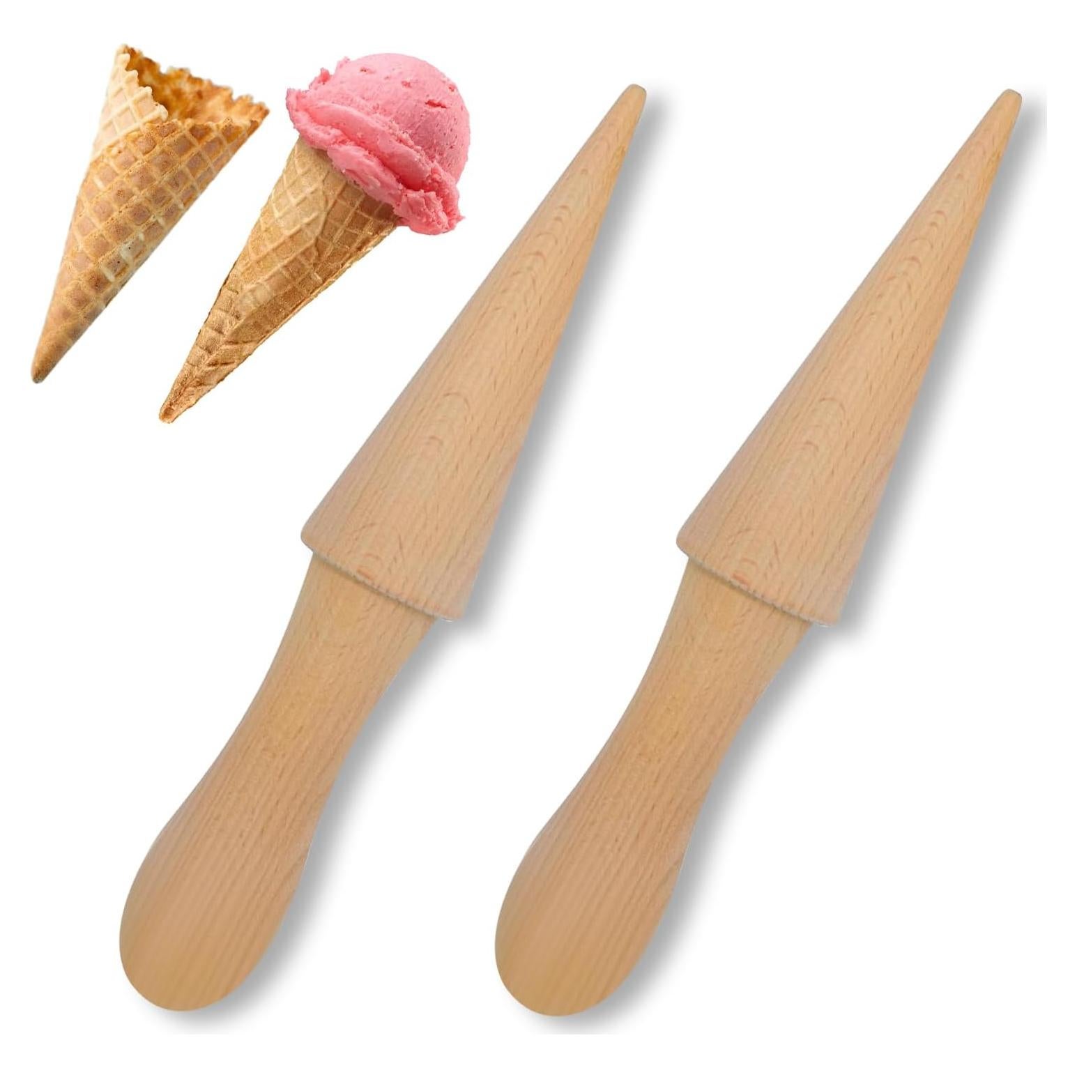 Moldes de Cono de Helado Ooyhool 2 Piezas Madera Reutilizables