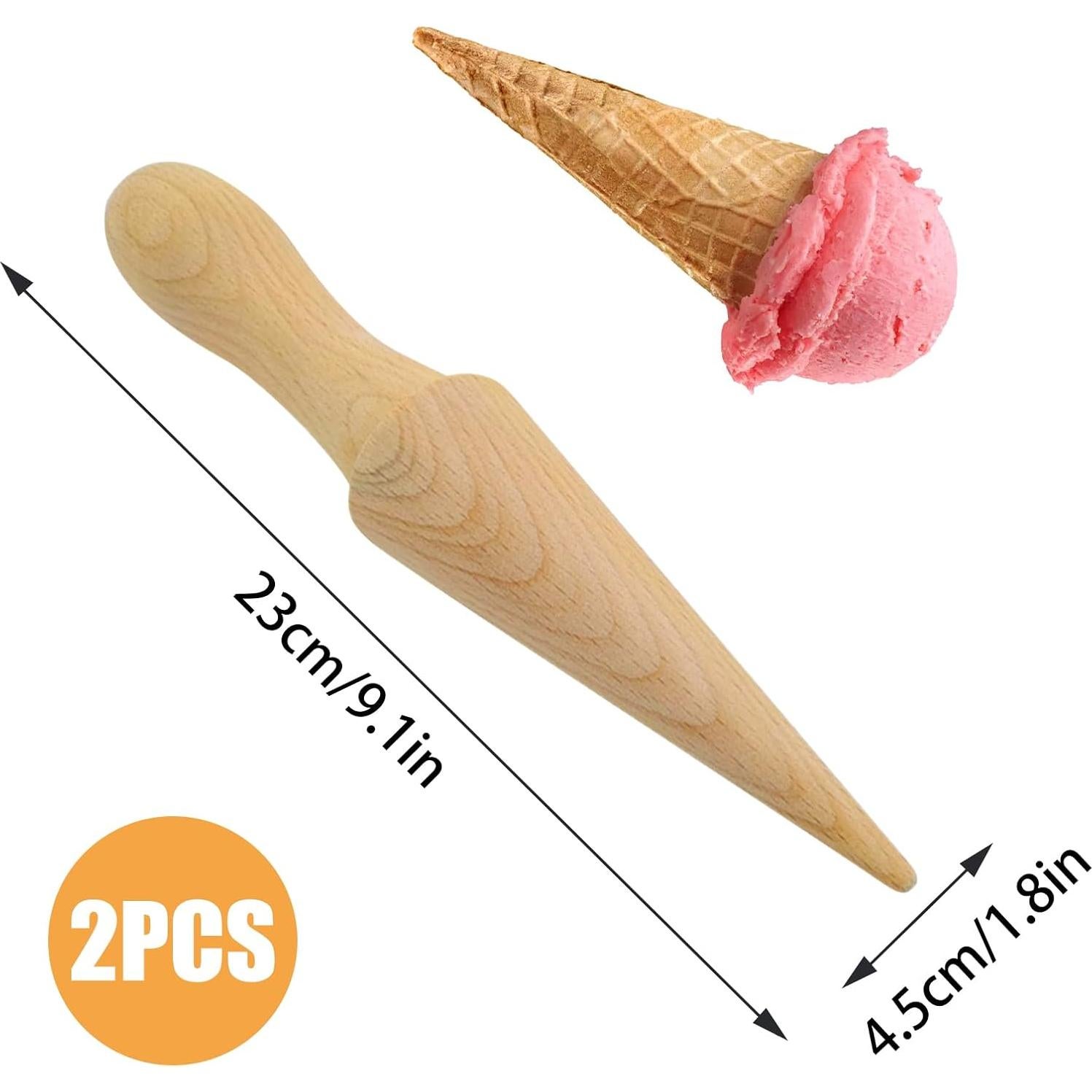 Moldes de Cono de Helado Ooyhool 2 Piezas Madera Reutilizables