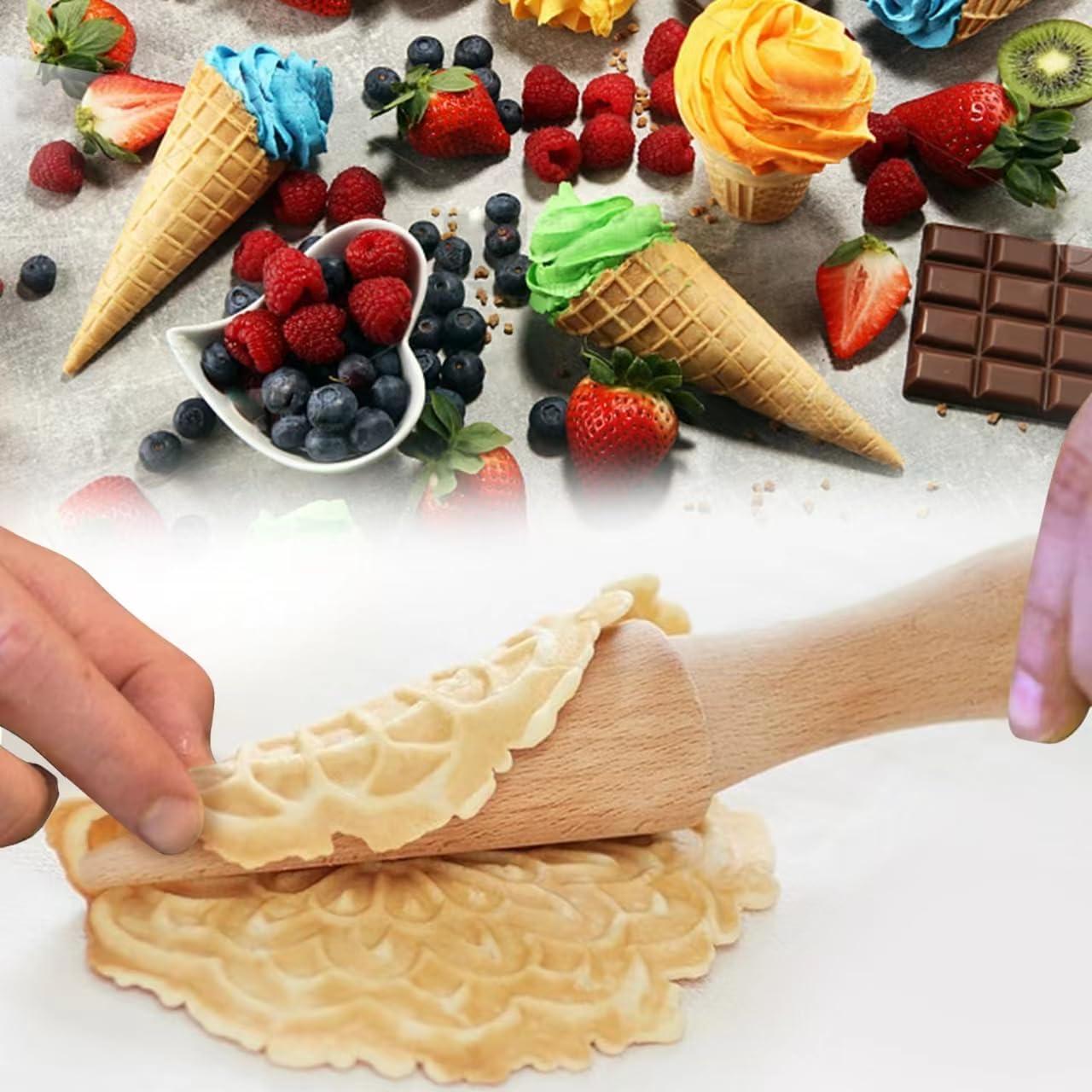 Moldes de Cono de Helado Ooyhool 2 Piezas Madera Reutilizables