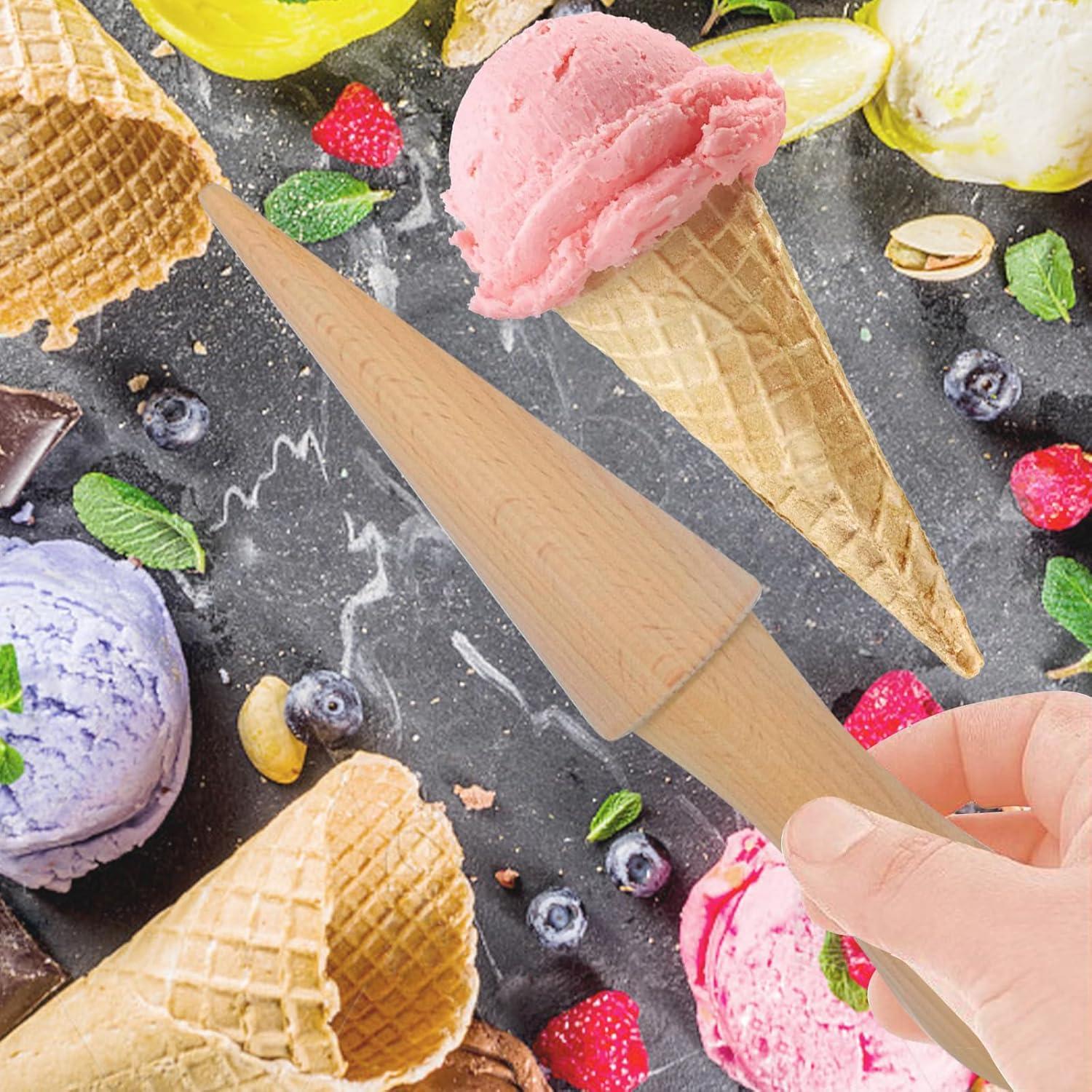 Moldes de Cono de Helado Ooyhool 2 Piezas Madera Reutilizables