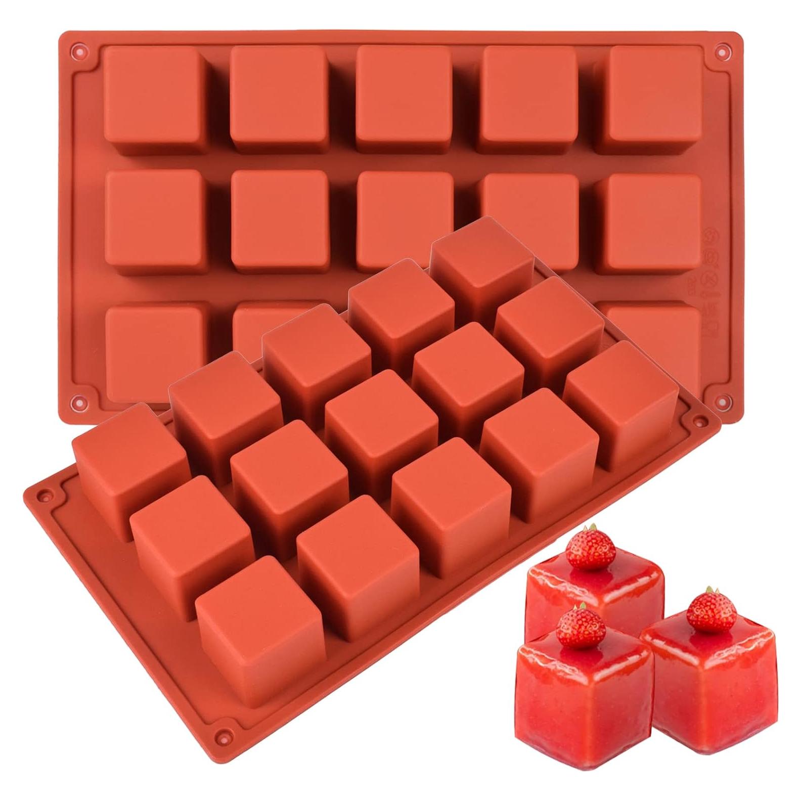 Molde de Silicona Cuadrado Goensjt 2 Piezas 15 Cavidades
