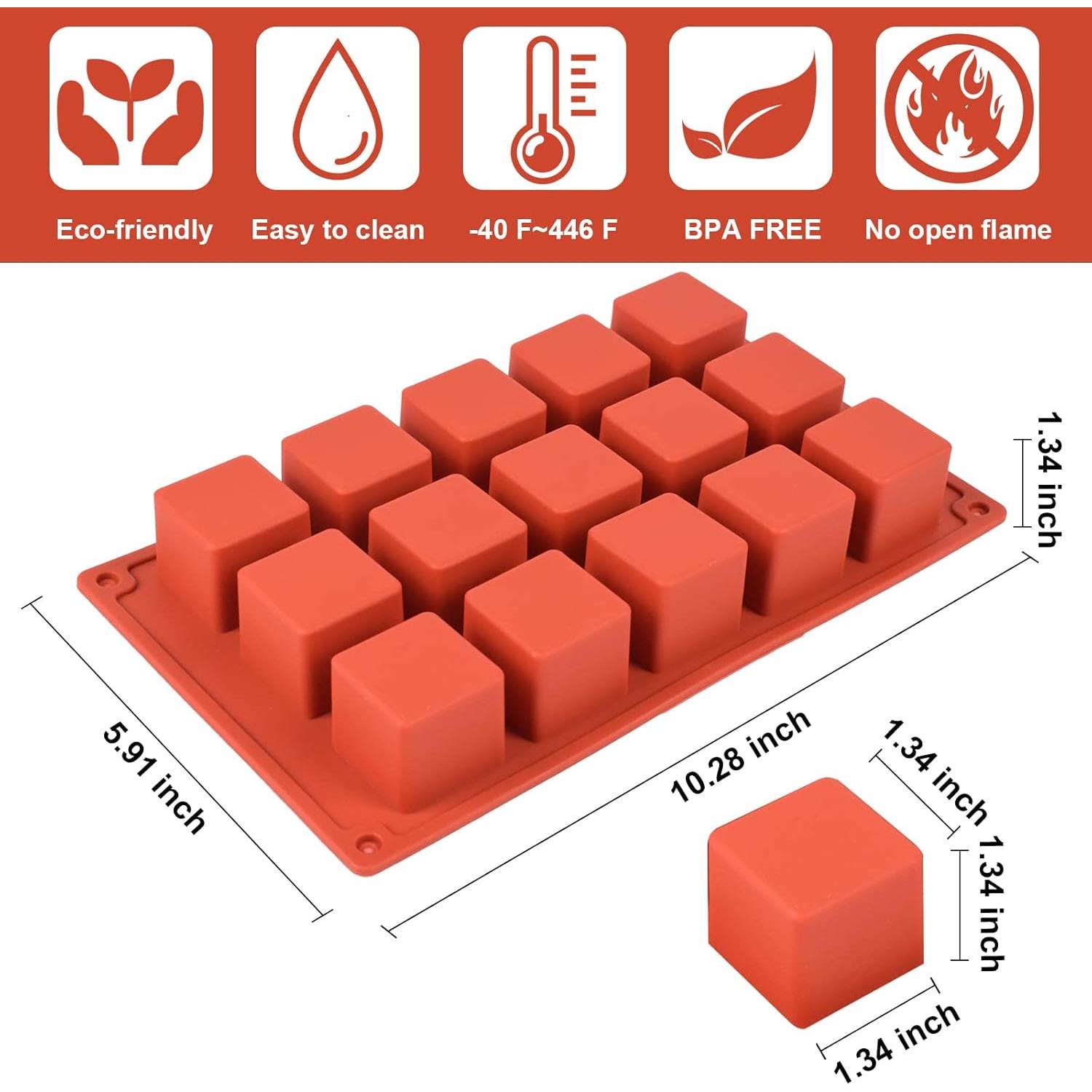 Molde de Silicona Cuadrado Goensjt 2 Piezas 15 Cavidades