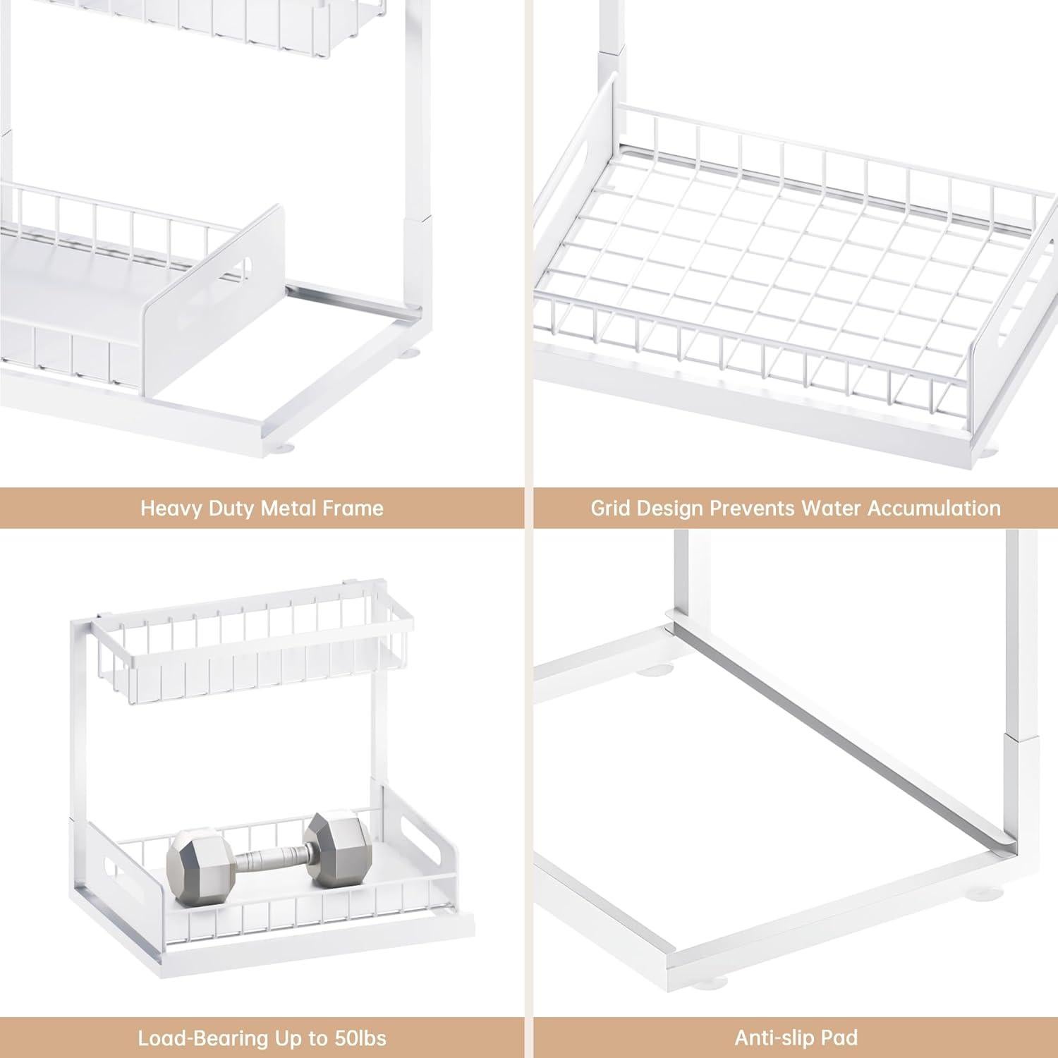 Organizador Bajo Fregadero VUSIGN 2 Paquete Blanco