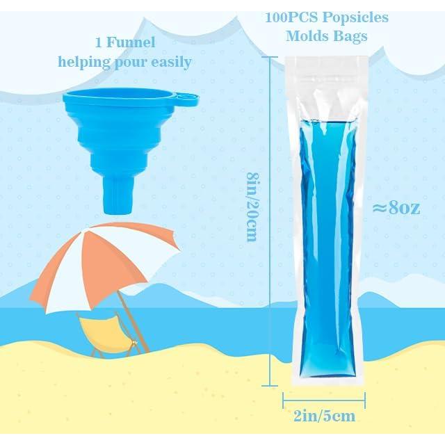 100 Bolsitas para Popsicle MAQIHAN 230ml Sin BPA