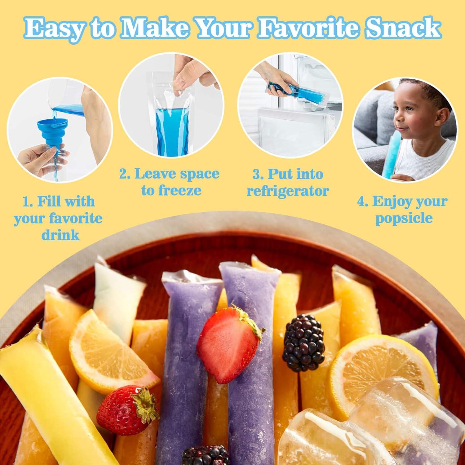 100 Bolsitas para Popsicle MAQIHAN 230ml Sin BPA