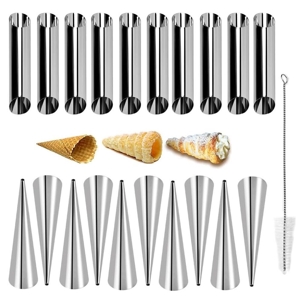 Molde de Cuerno de Crema Guowall 21 Piezas Acero Inoxidable