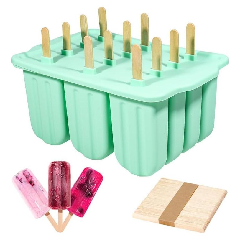 Moldes de Popsicles de Silicona HoneTeek 12 Piezas Verde