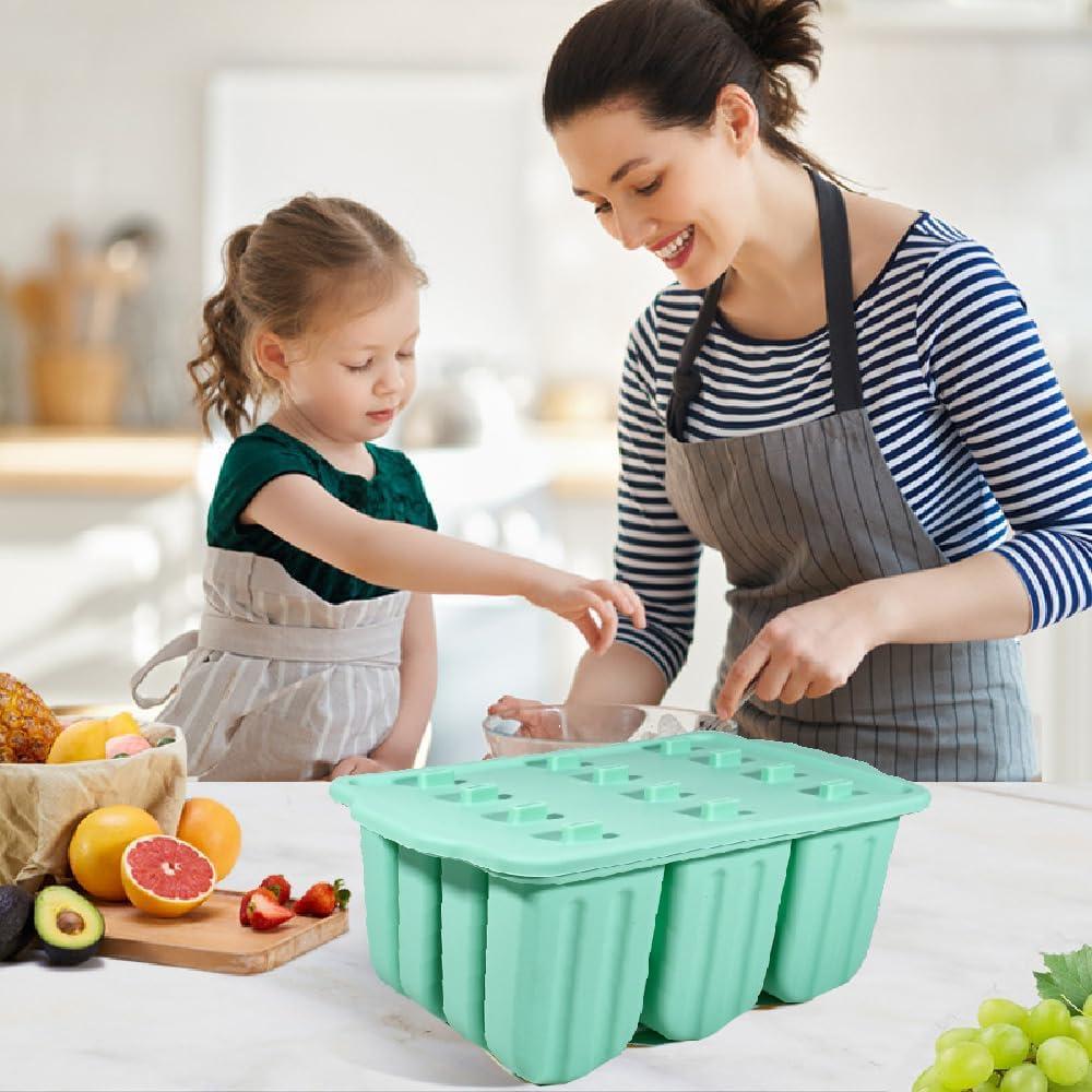 Moldes de Popsicles de Silicona HoneTeek 12 Piezas Verde
