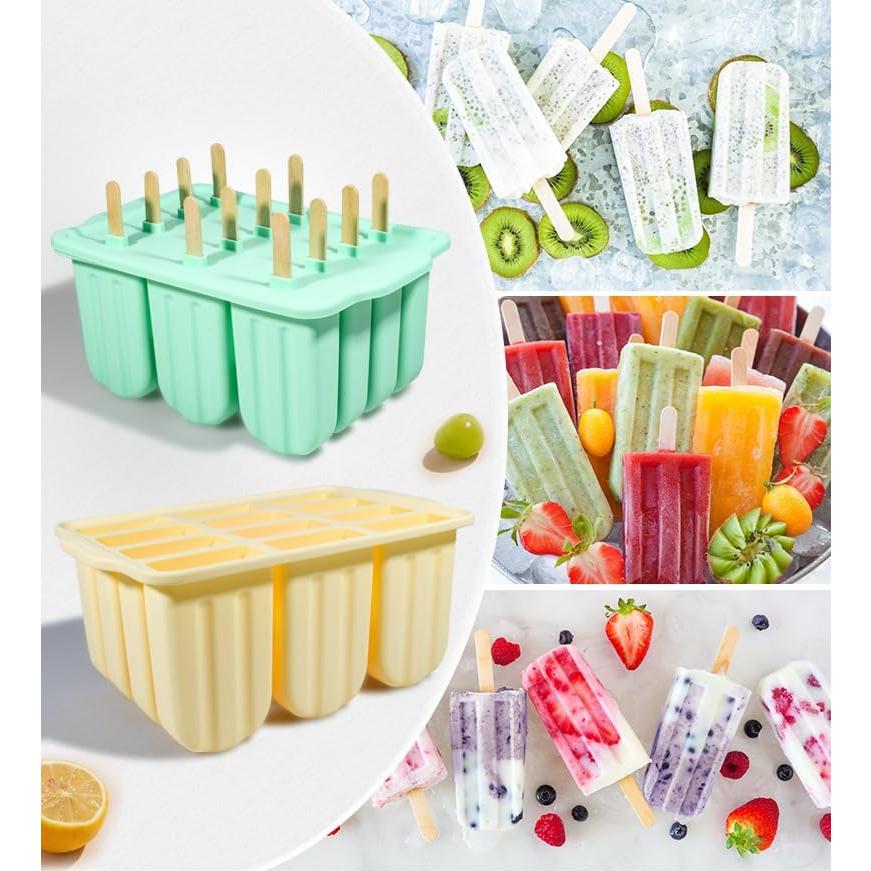 Moldes de Popsicles de Silicona HoneTeek 12 Piezas Verde