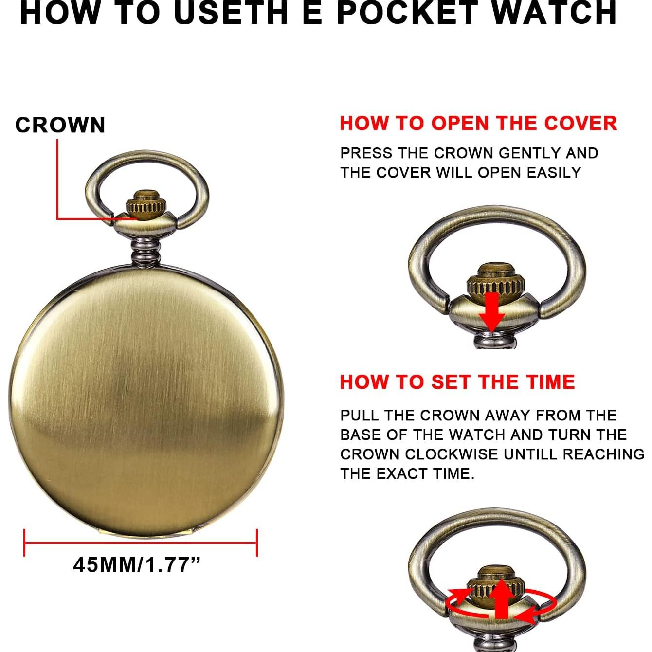 Reloj de bolsillo SwitchMe de cuarzo con cadena bronce