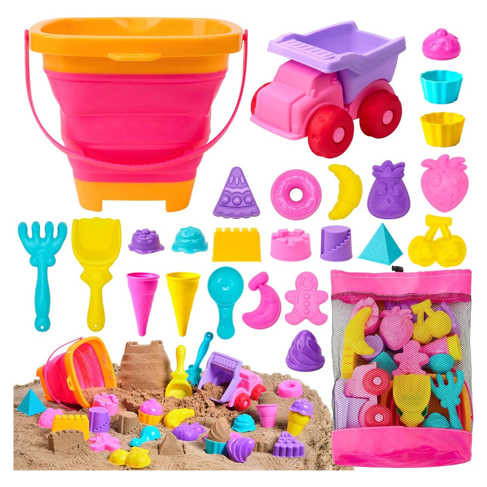 Juego de Juguetes de Playa Sloosh - Camión Rosa 23 Piezas