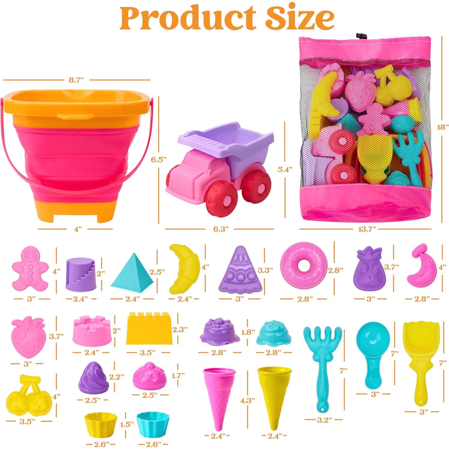 Juego de Juguetes de Playa Sloosh - Camión Rosa 23 Piezas