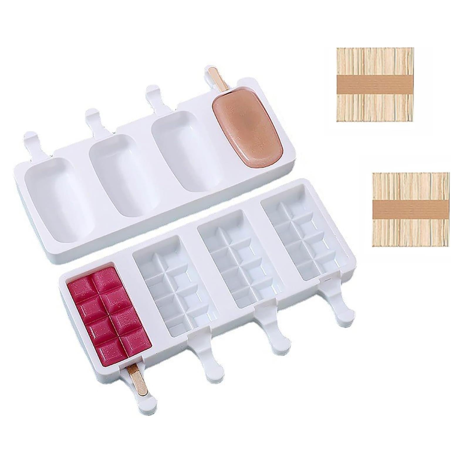 Moldes de Silicona para Paletas JIELUO - 2 Piezas con 4 Cavidades