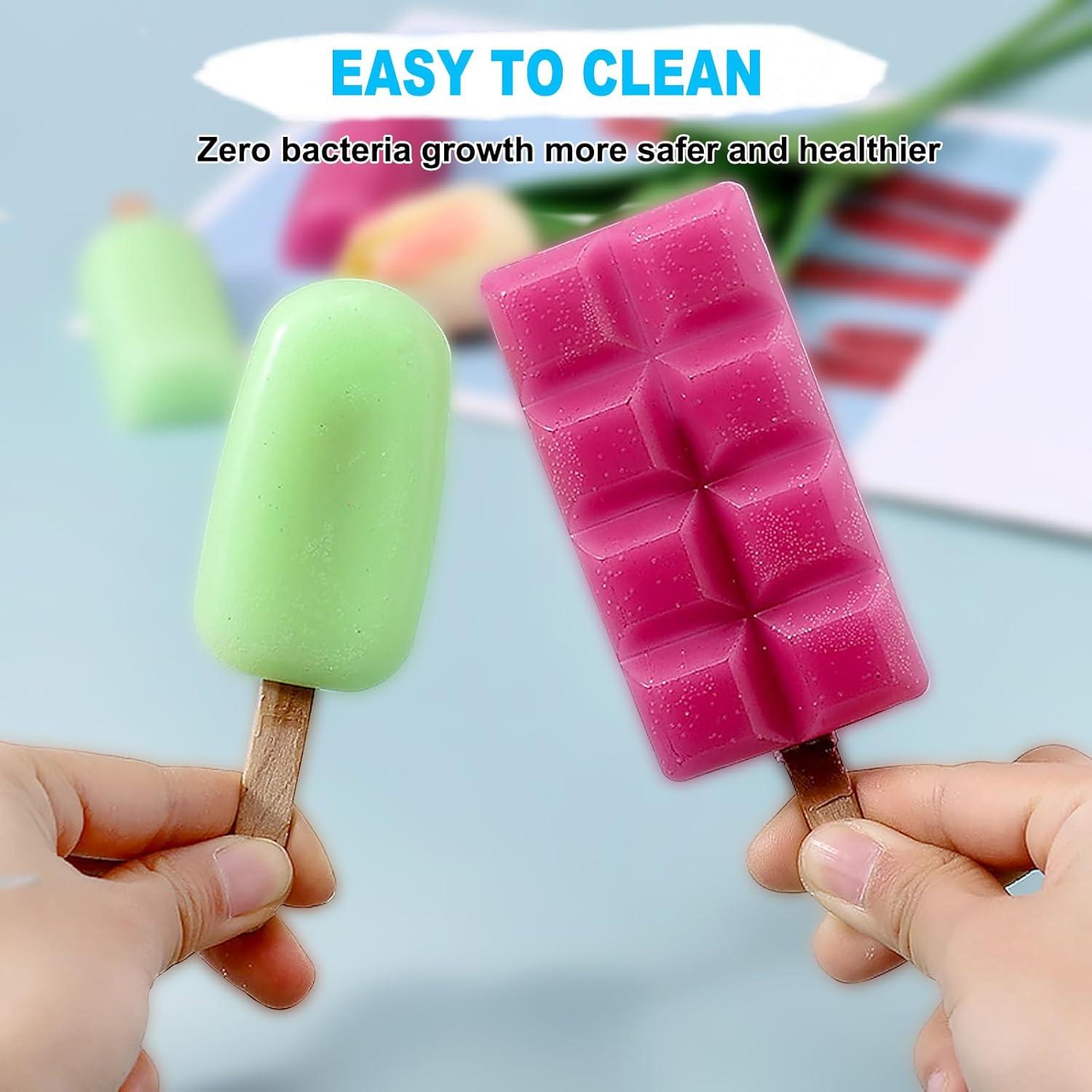 Moldes de Silicona para Paletas JIELUO - 2 Piezas con 4 Cavidades