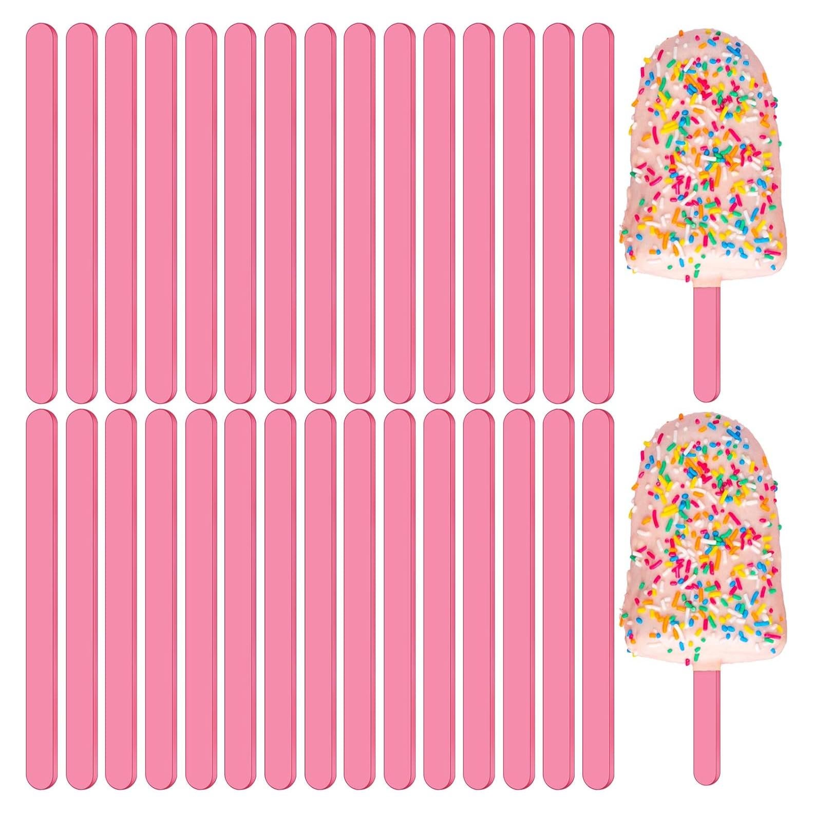 30 Palitos de Acrílico Rosa Reutilizables 11.7 cm Romooa