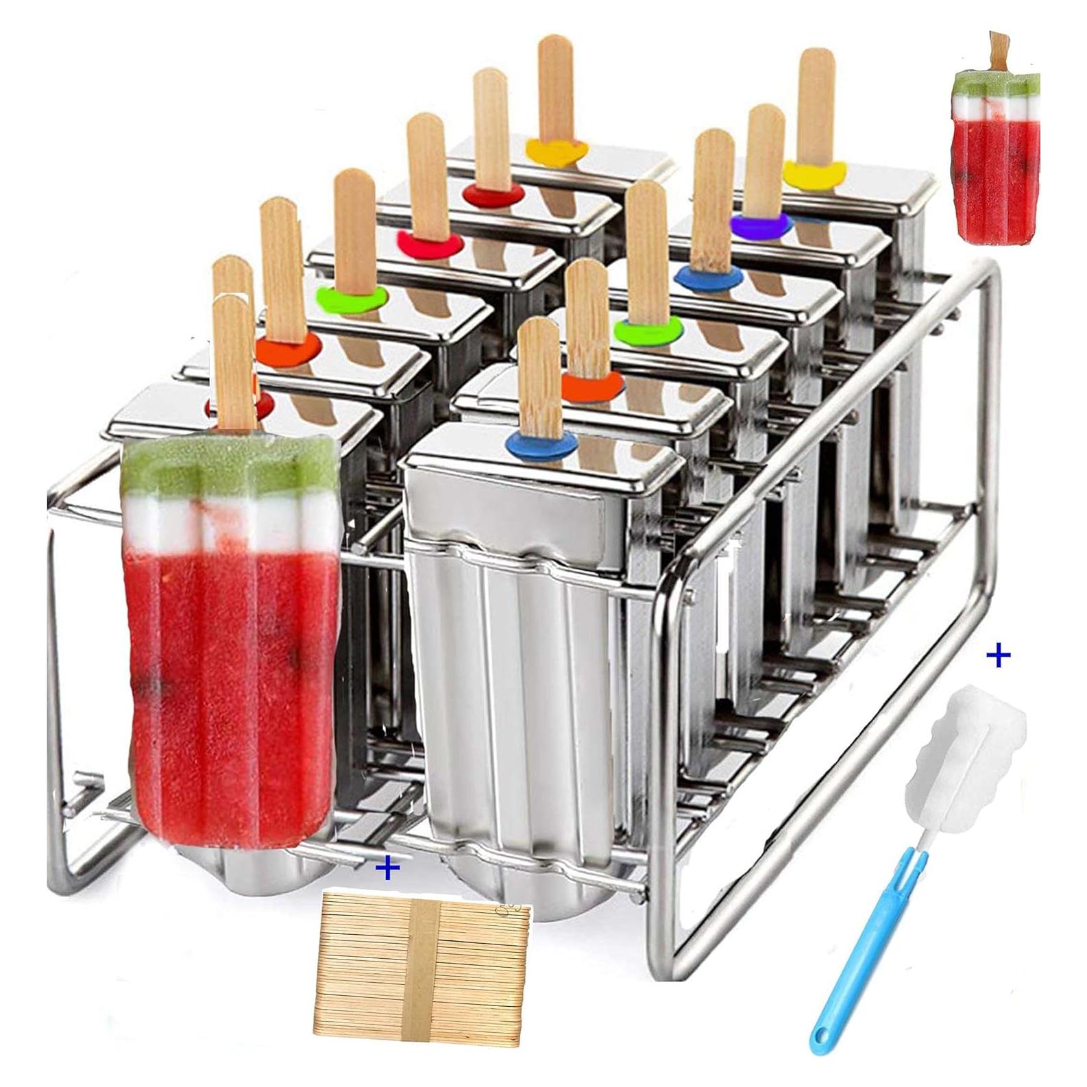 Molde de Paletas de Acero Inoxidable Pizety 12 Cavidades