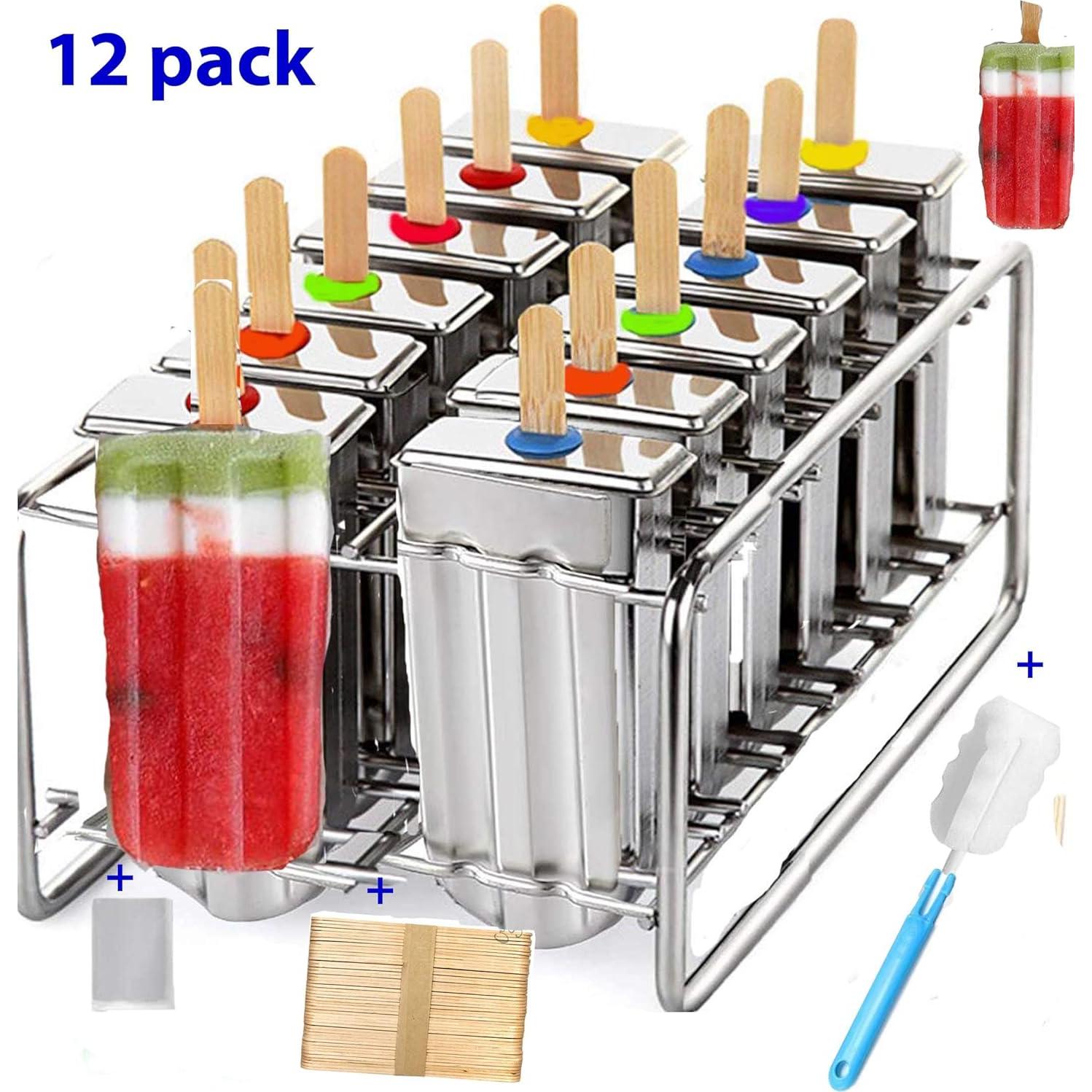 Molde de Paletas de Acero Inoxidable Pizety 12 Cavidades