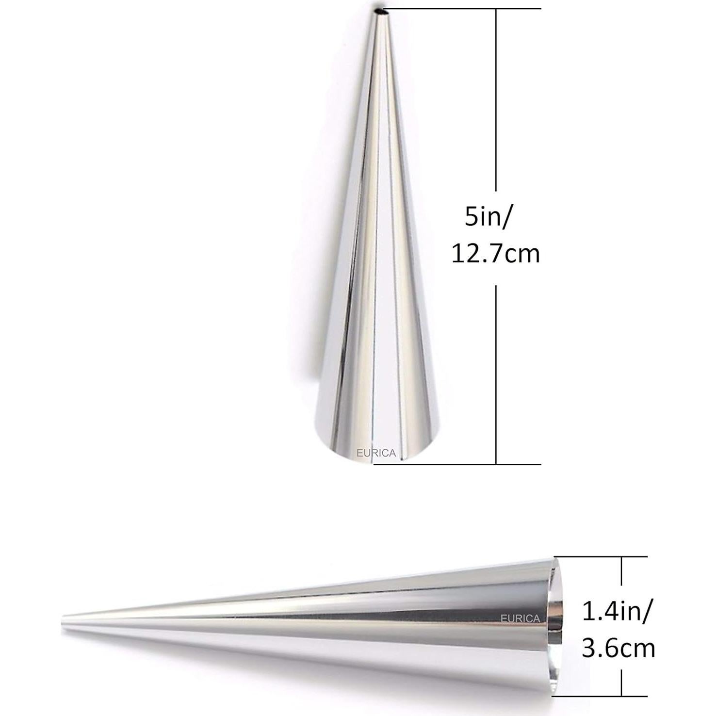 Moldes de Cuerno de Crema EUICAE 5" Acero Inoxidable 16 Pzas