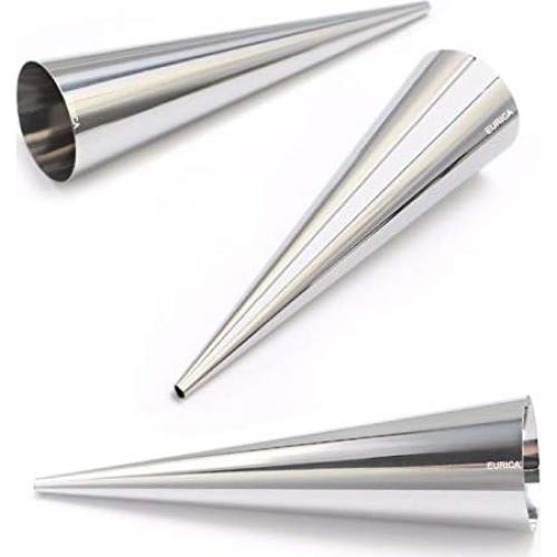 Moldes de Cuerno de Crema EUICAE 5" Acero Inoxidable 16 Pzas