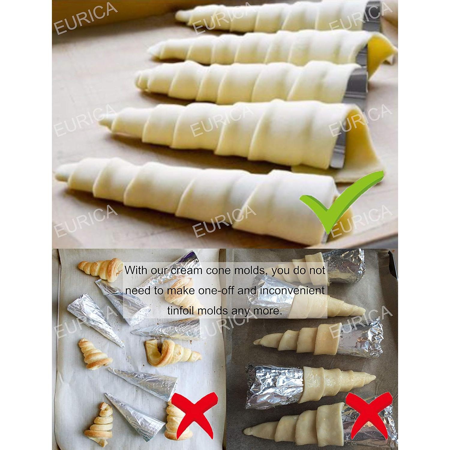 Moldes de Cuerno de Crema EUICAE 5" Acero Inoxidable 16 Pzas