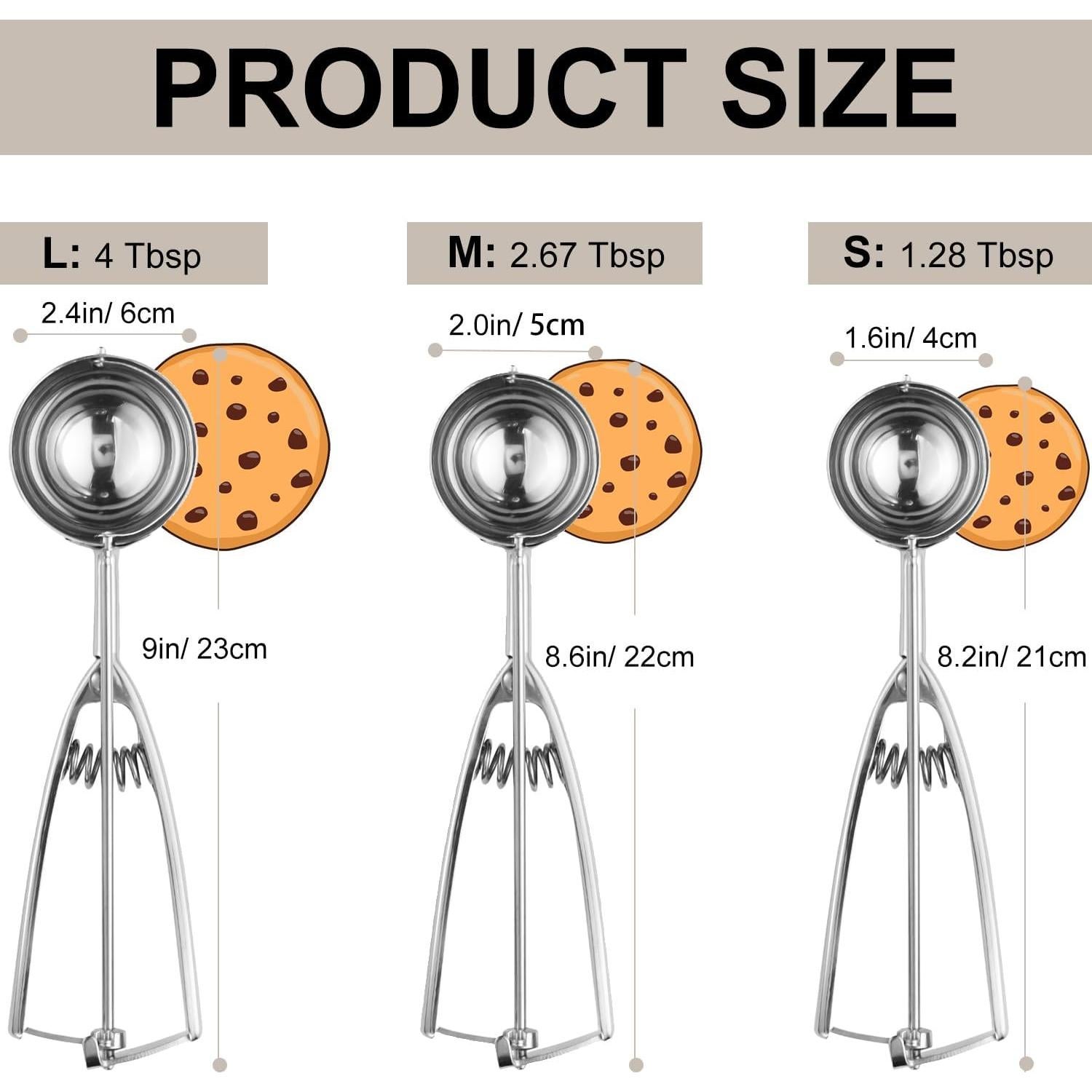 Juego de cucharas para galletas JUNADAEL 3 tamaños acero inoxidable
