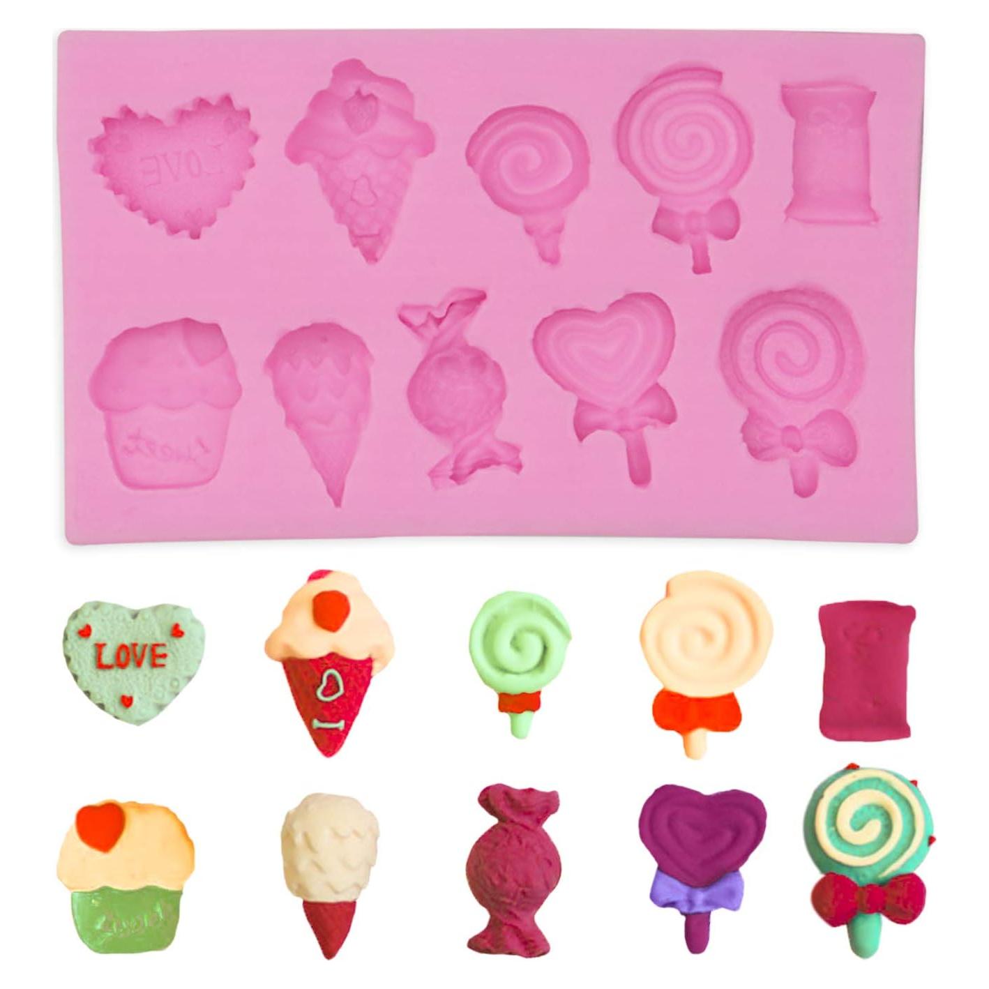 Moldes de Silicona HENGKE 2 Pcs Helado y Caramelo