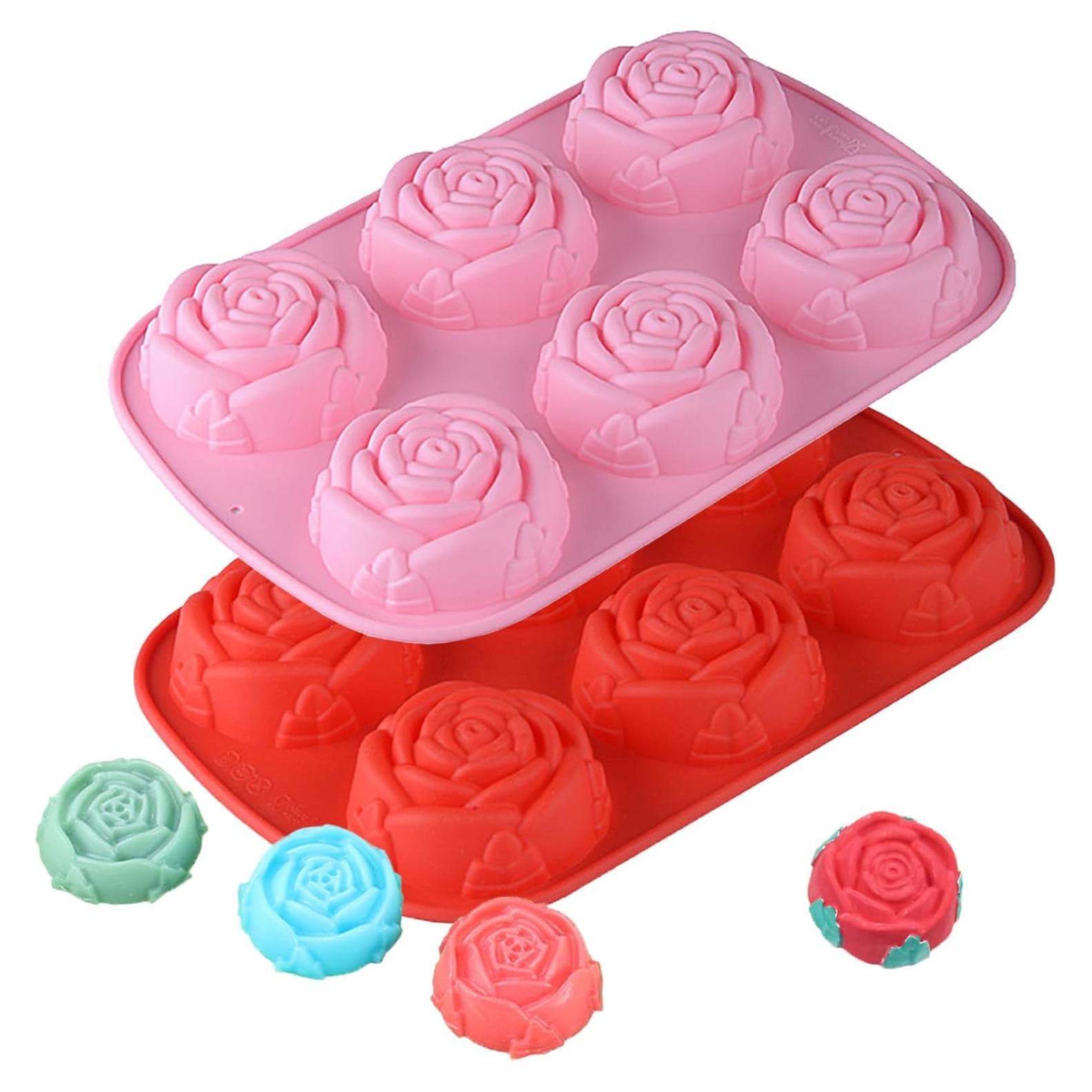 Molde de Silicona Rosa Oskrieel 2 Piezas para Caramelo y Chocolate