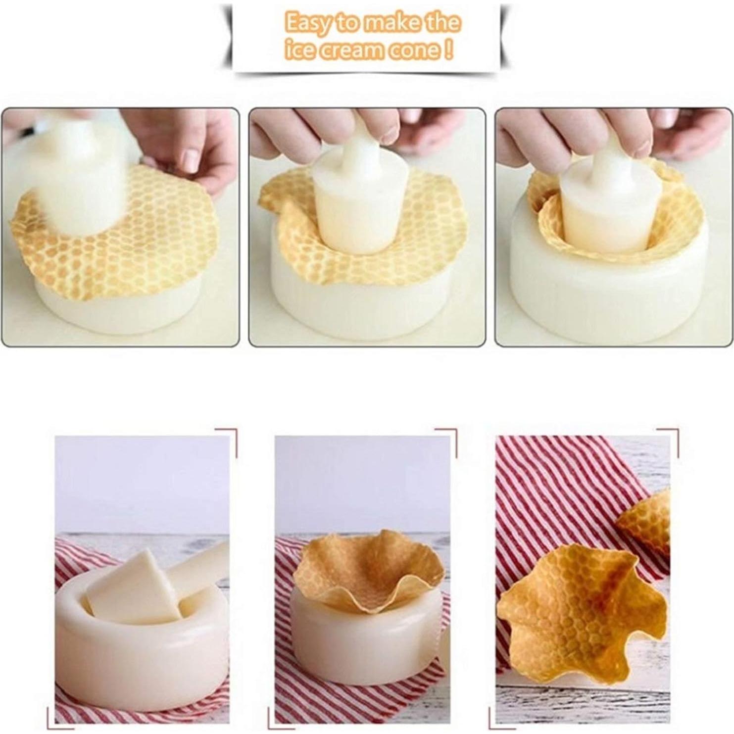 Kit de Moldes de Cono de Waffle ASkinds 3 Piezas PVC