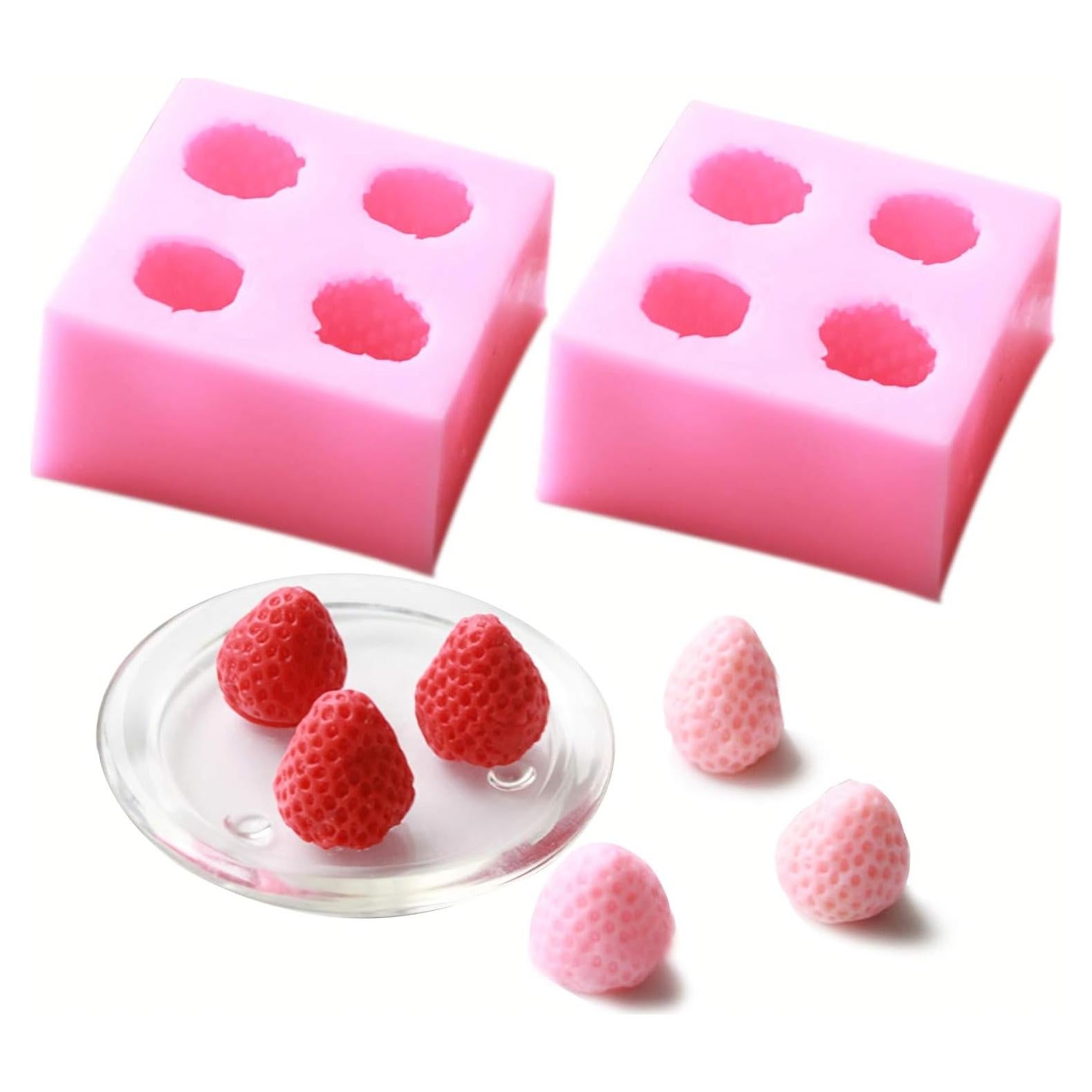 Molde de Silicona 3D Fresa HENGKE 2 Piezas Grado Alimenticio